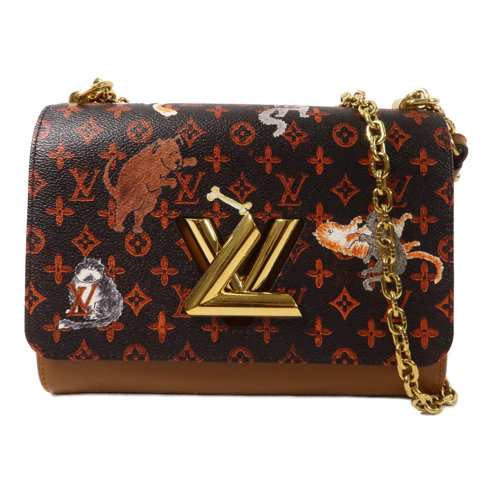 LOUIS VUITTON Monogram Catgram Twist MM鏈帶肩背袋