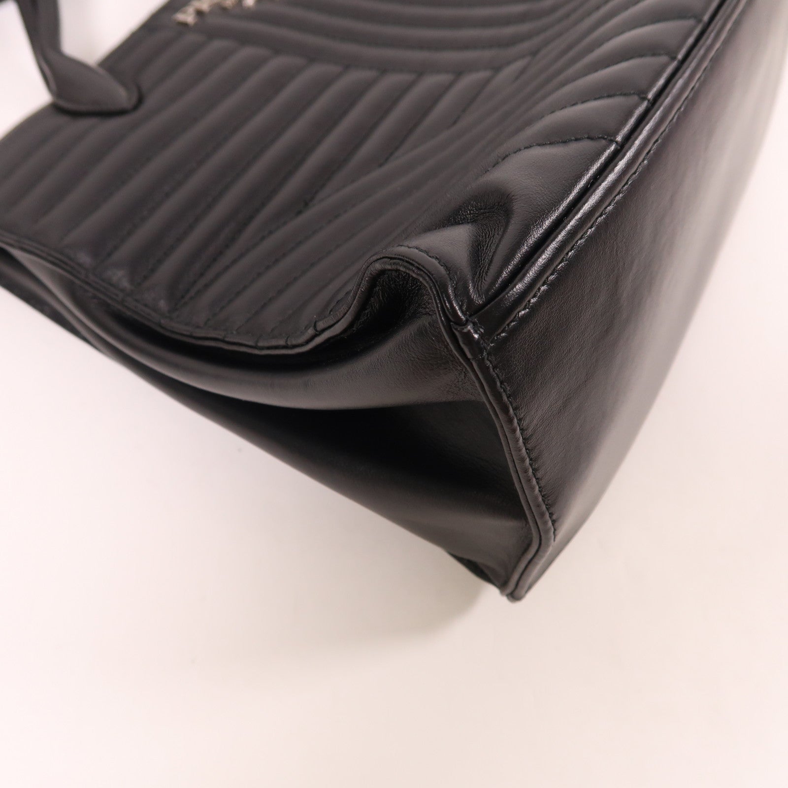 PRADA SHW 2 Way Shoulder Bag Handbag 1BA165 Calfskin Leather Black