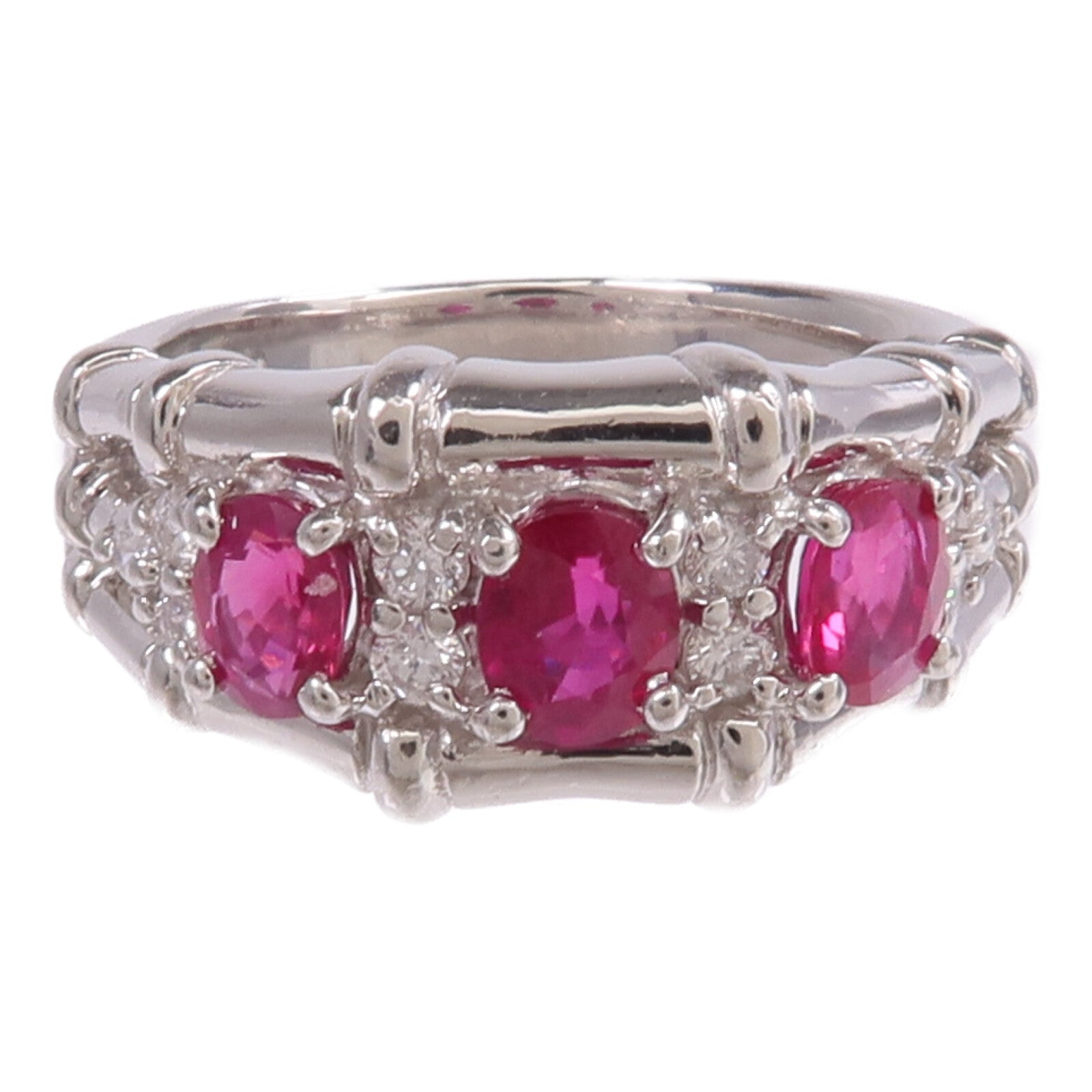 JEWELRY PT900鉑金Ruby Diamond Ring紅寶石/鑽石戒指US#6.25