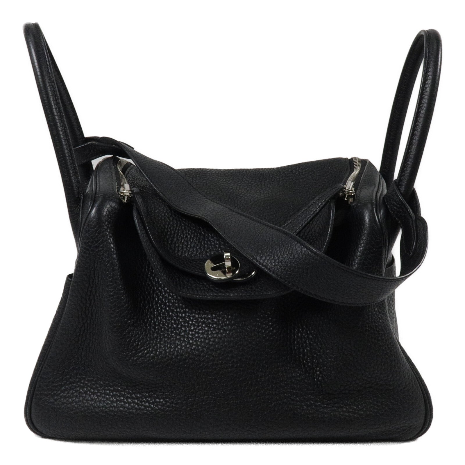 HERMES Clemence皮革Lindy 30手挽肩背兩用袋Noir