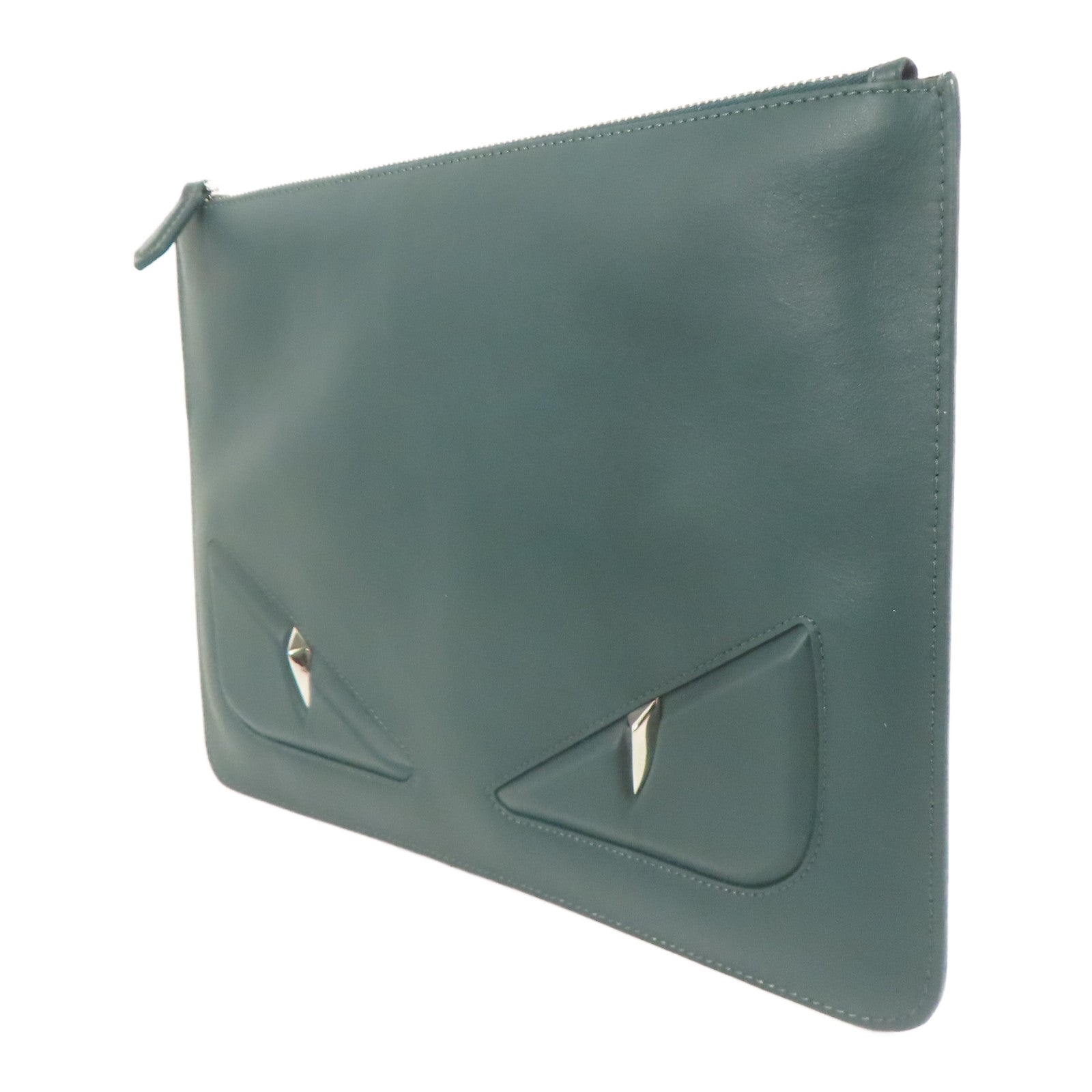 FENDI 牛皮皮革Pouch銀扣手拿包