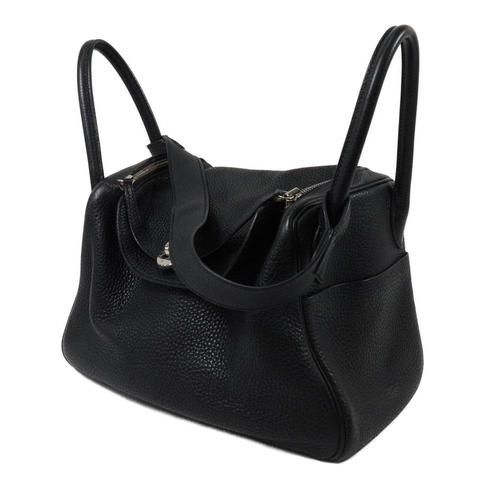 HERMES Clemence皮革Lindy 30手挽肩背兩用袋Noir