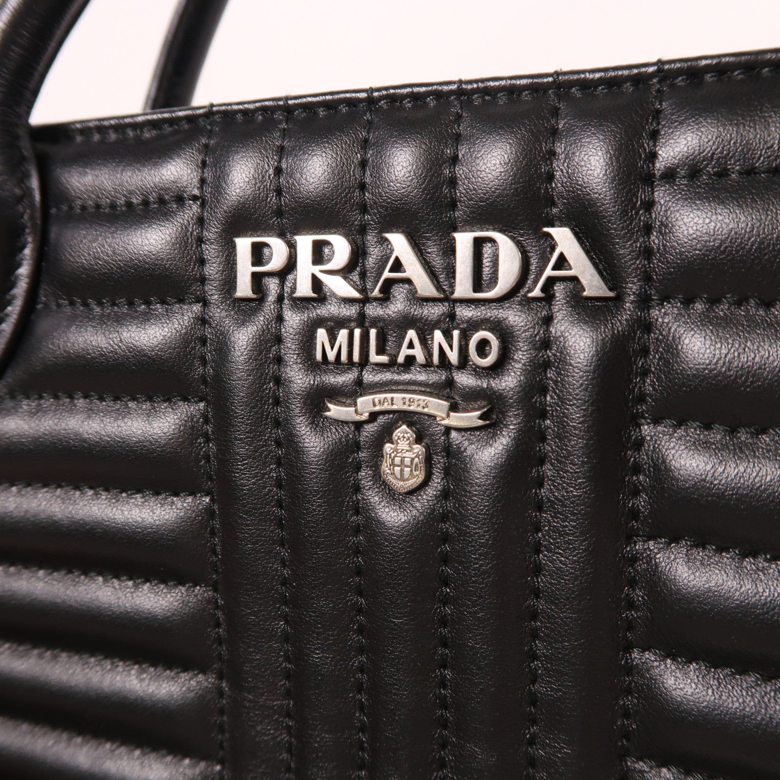 PRADA SHW 2 Way Shoulder Bag Handbag 1BA165 Calfskin Leather Black