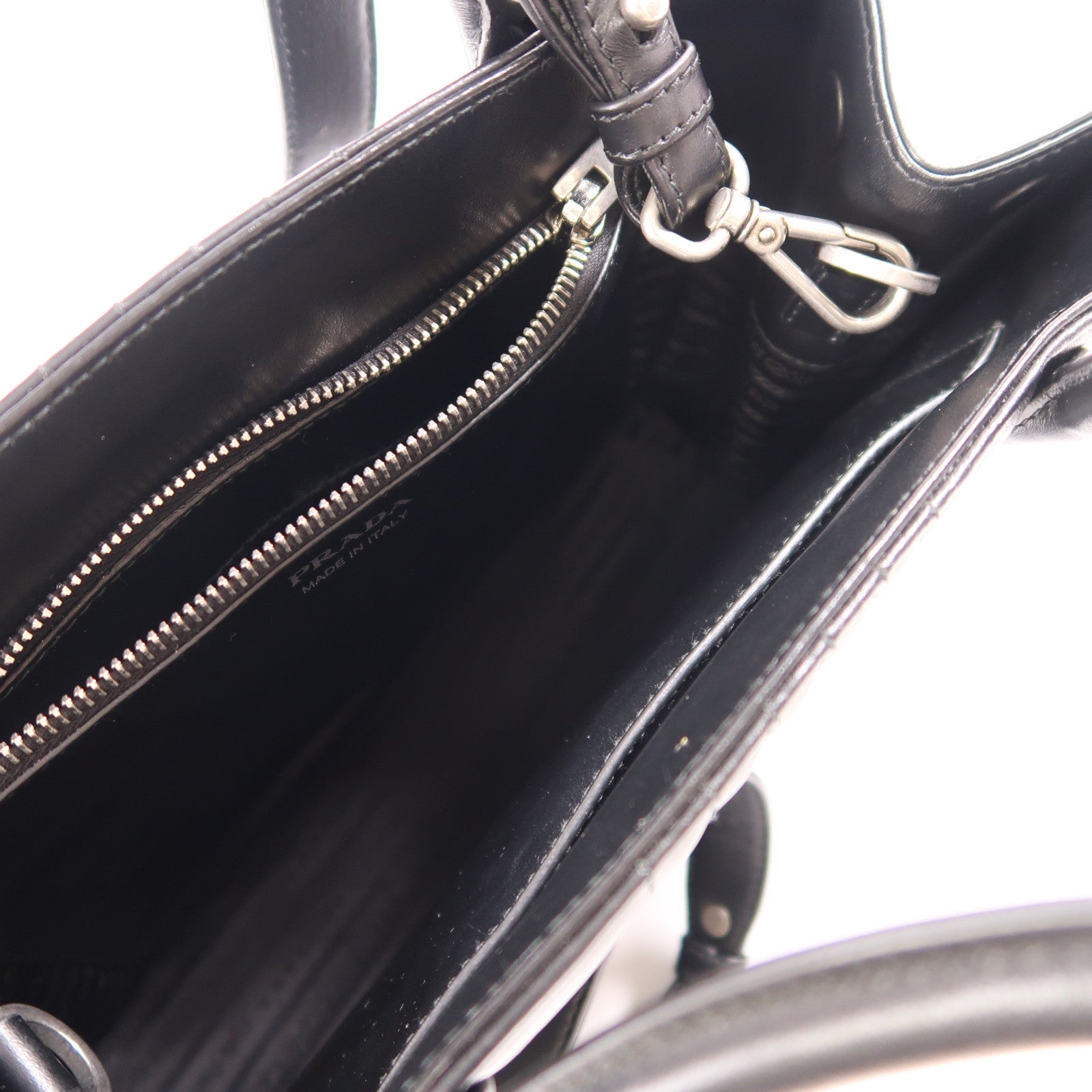 PRADA SHW 2 Way Shoulder Bag Handbag 1BA165 Calfskin Leather Black