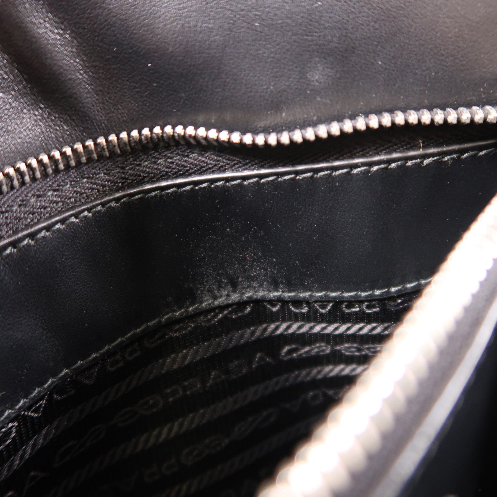 PRADA SHW 2 Way Shoulder Bag Handbag 1BA165 Calfskin Leather Black