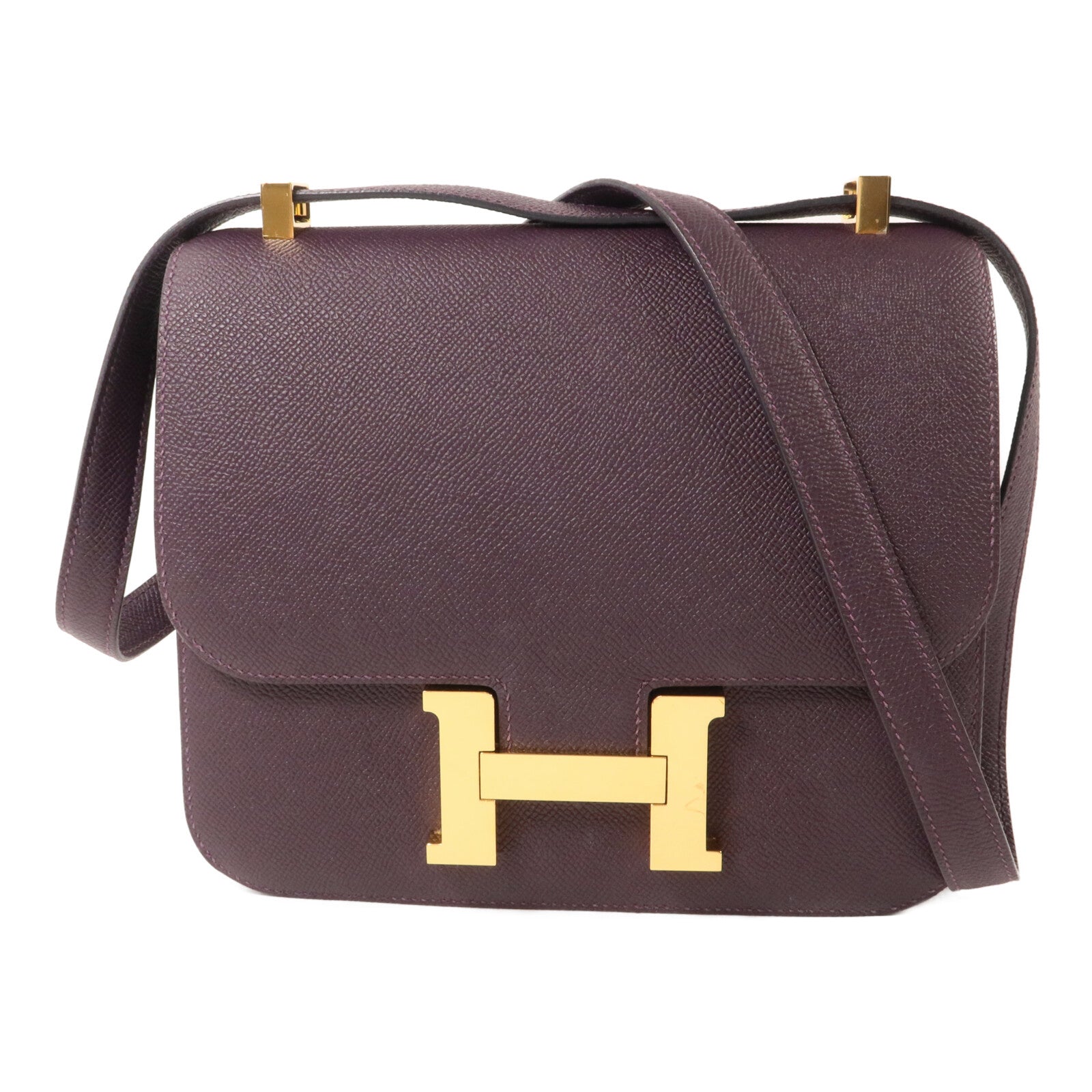 HERMES Epsom皮革Constance 24肩背袋Raisin