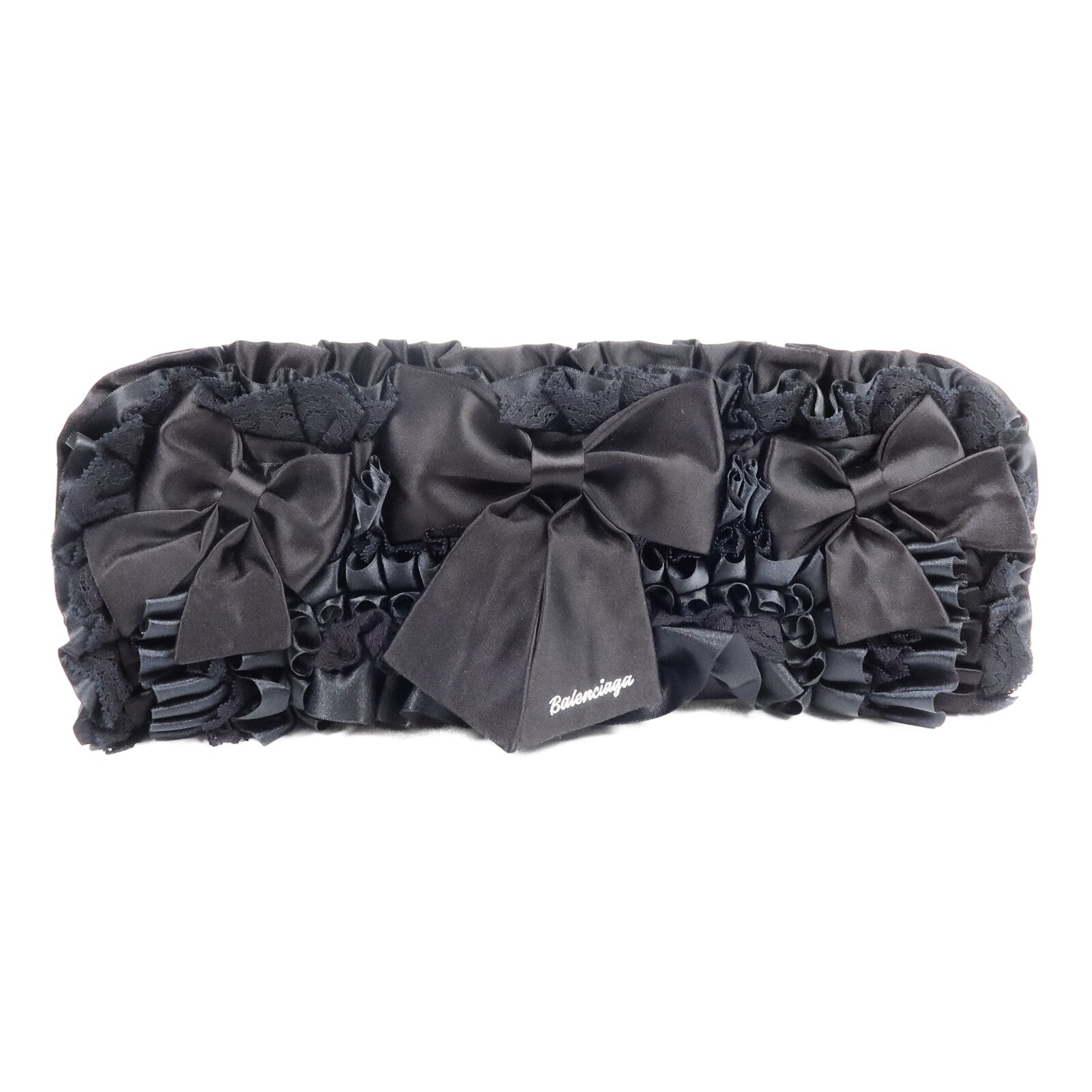 BALENCIAGA 緞面/蕾絲Ruffle Clutch手拿包