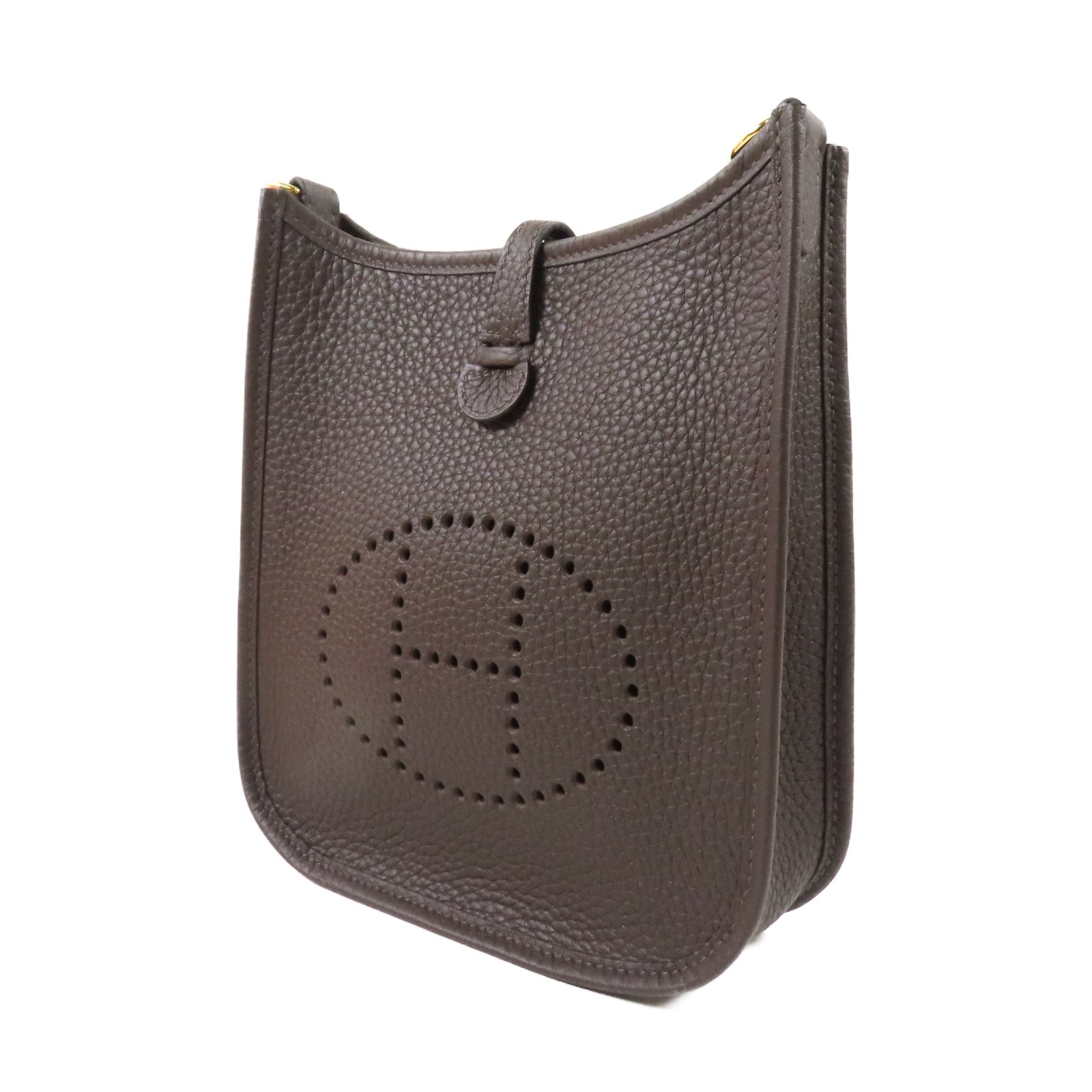 HERMES Clemence皮革Evelyne TPM金扣肩背袋46 Ebene