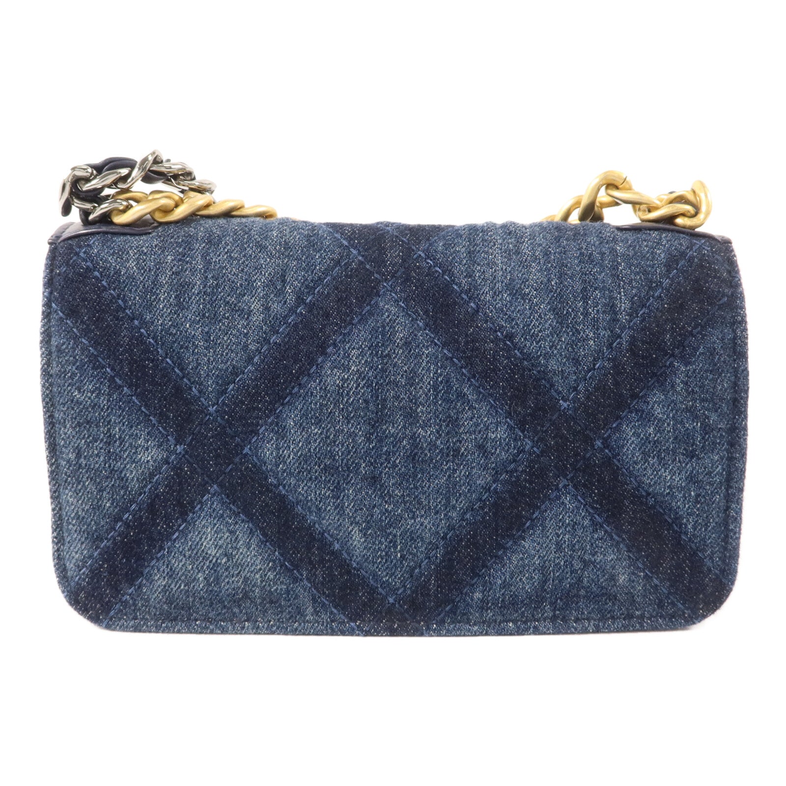 CHANEL 牛仔布料Chanel 19 Mini Wallet On Chain手挽肩背兩用袋