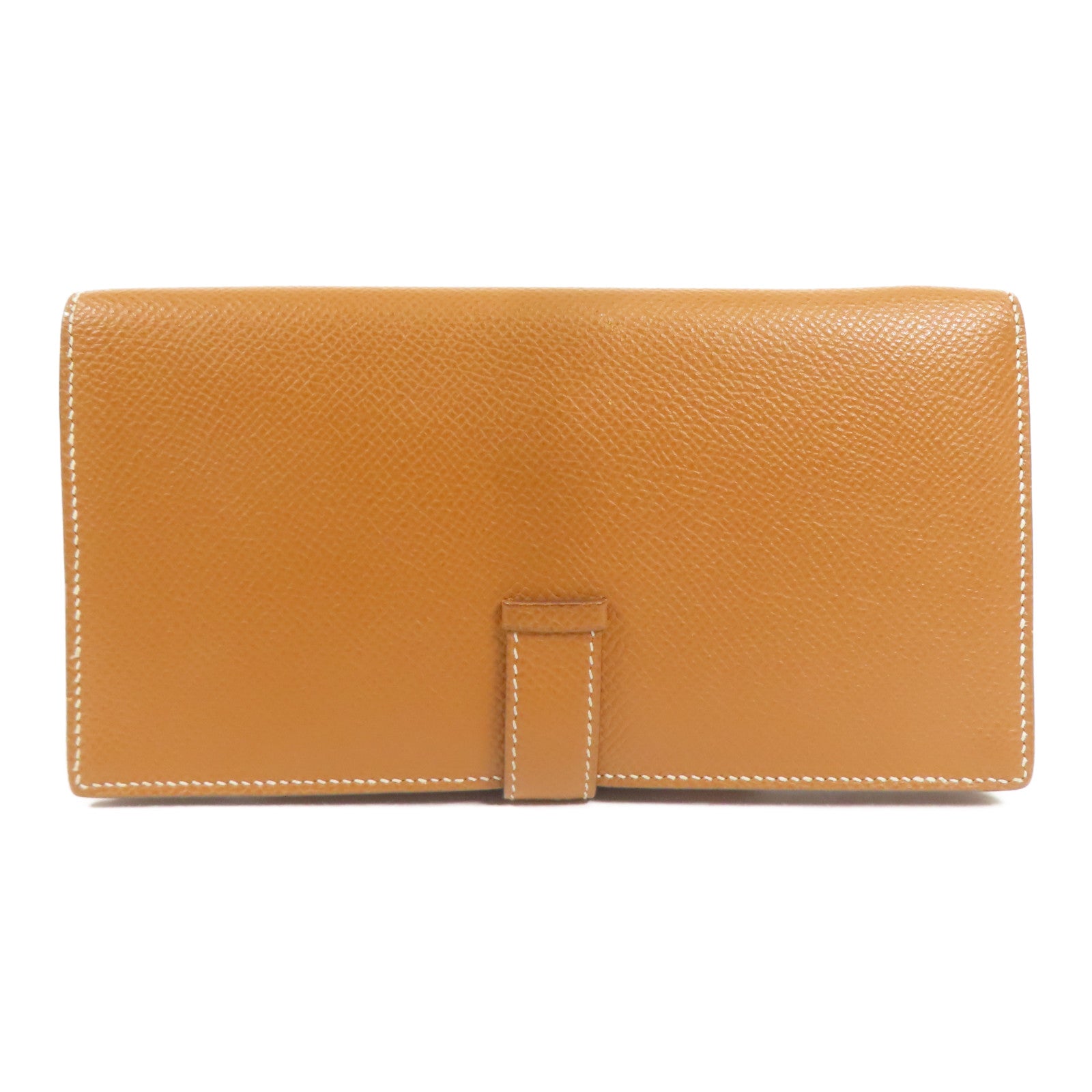 HERMES Epsom皮革Bearn W Snap銀扣長錢包Gold