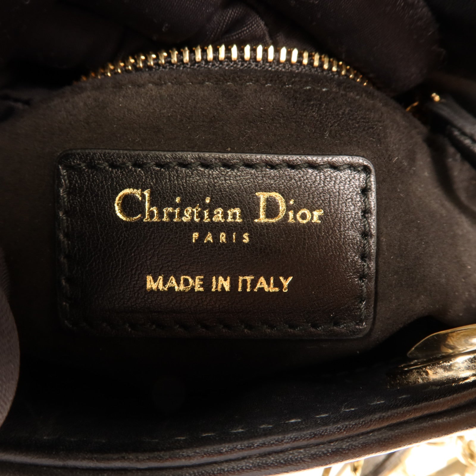 Dior 牛皮皮革Lady Dior Mini金扣鏈帶手挽肩背兩用袋