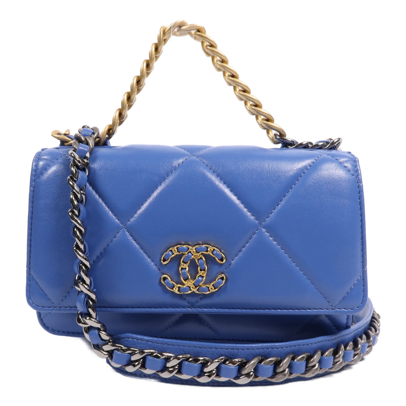 CHANEL 羊皮皮革19 WOC Wallet On Chain鏈帶手挽肩背兩用袋