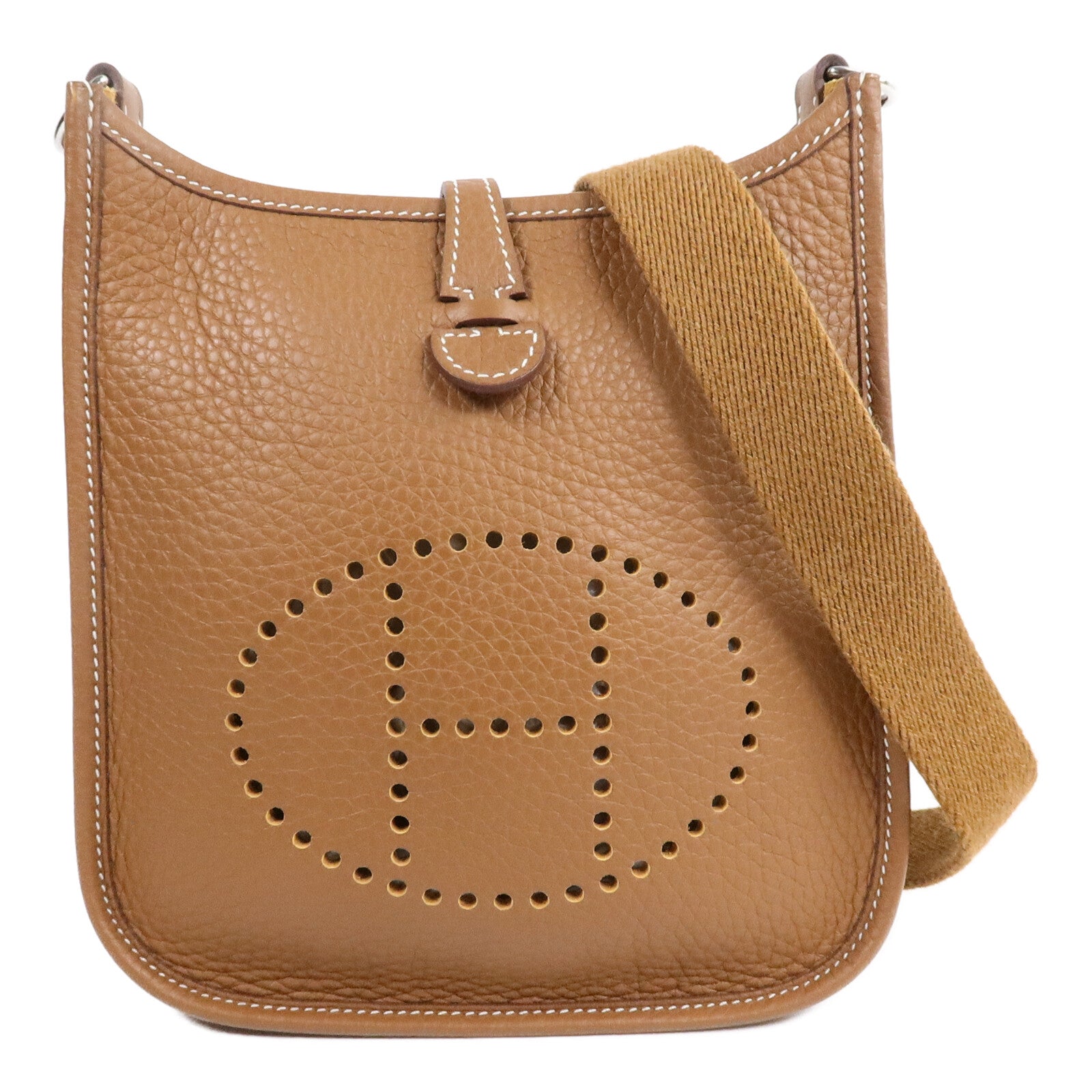 HERMES Clemence皮革Evelyne TPM肩背袋Gold