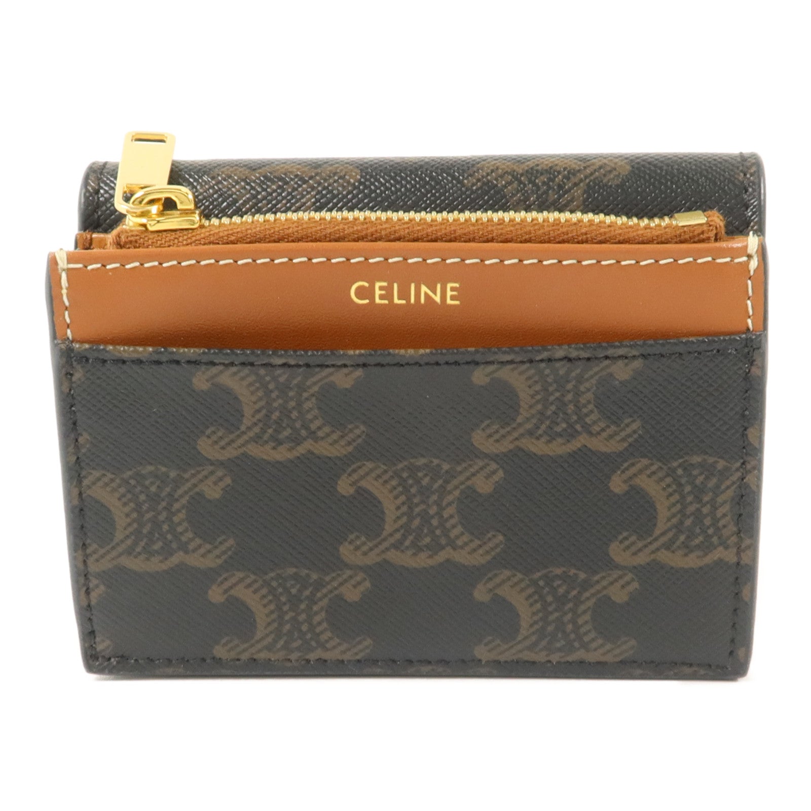 CELINE 塗層帆布Compact Wallet With Coin Triomphe錢包