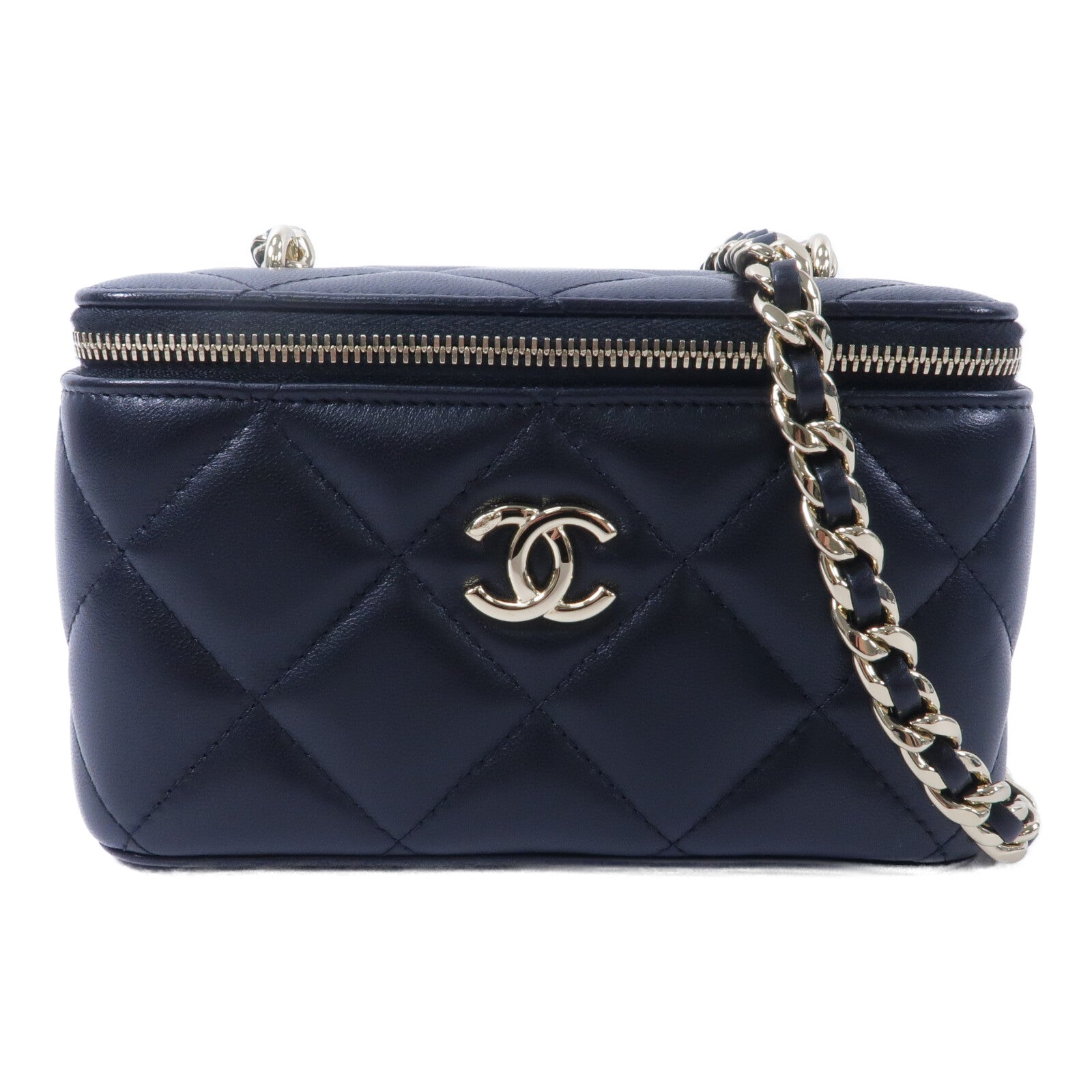 CHANEL 羊皮皮革Vanity Case鏈帶肩背袋