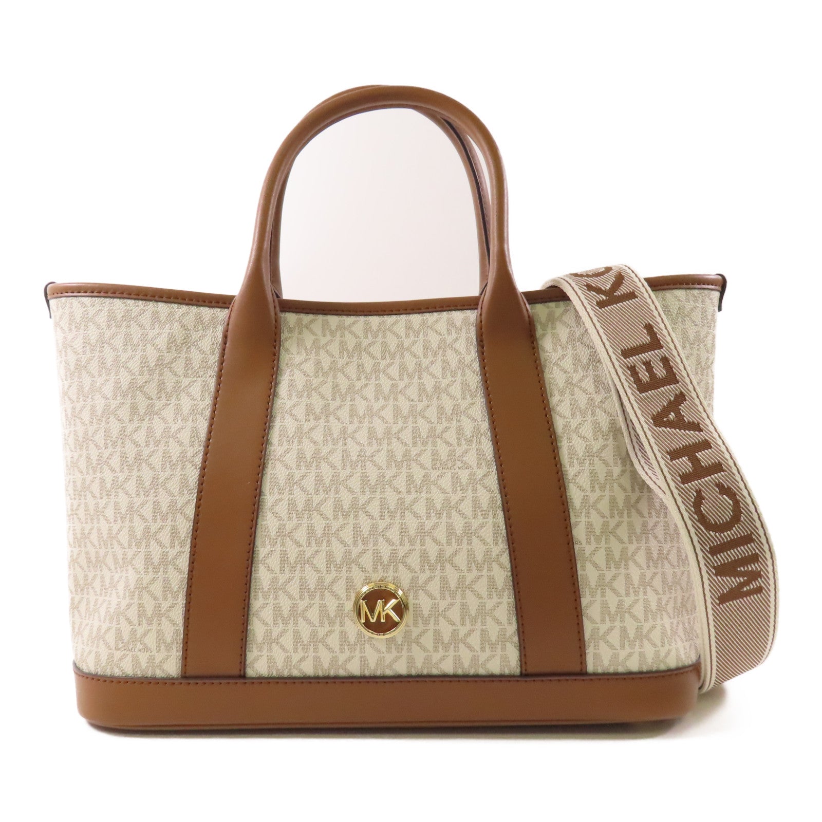 Michael Kors 塗層帆布2 Way Shoulder Bag金扣手挽肩背兩用袋