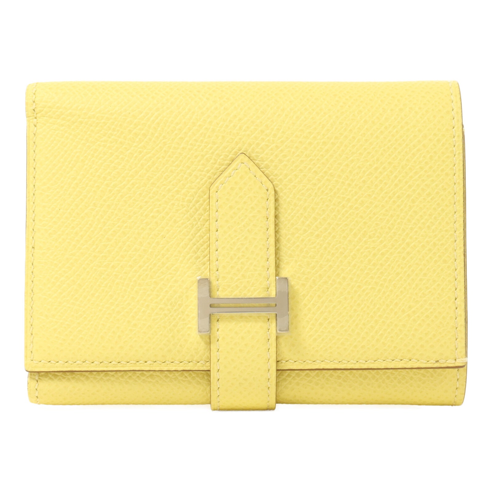 HERMES Epsom皮革Bearn Verso錢包Jaune Poussin/Craie