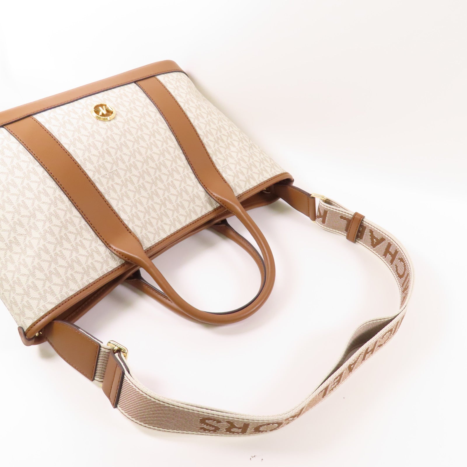 Michael Kors 塗層帆布2 Way Shoulder Bag金扣手挽肩背兩用袋