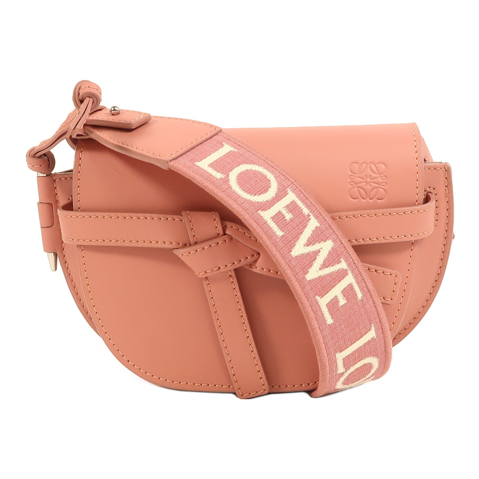 LOEWE 牛皮皮革Mini Gate銀扣肩背袋