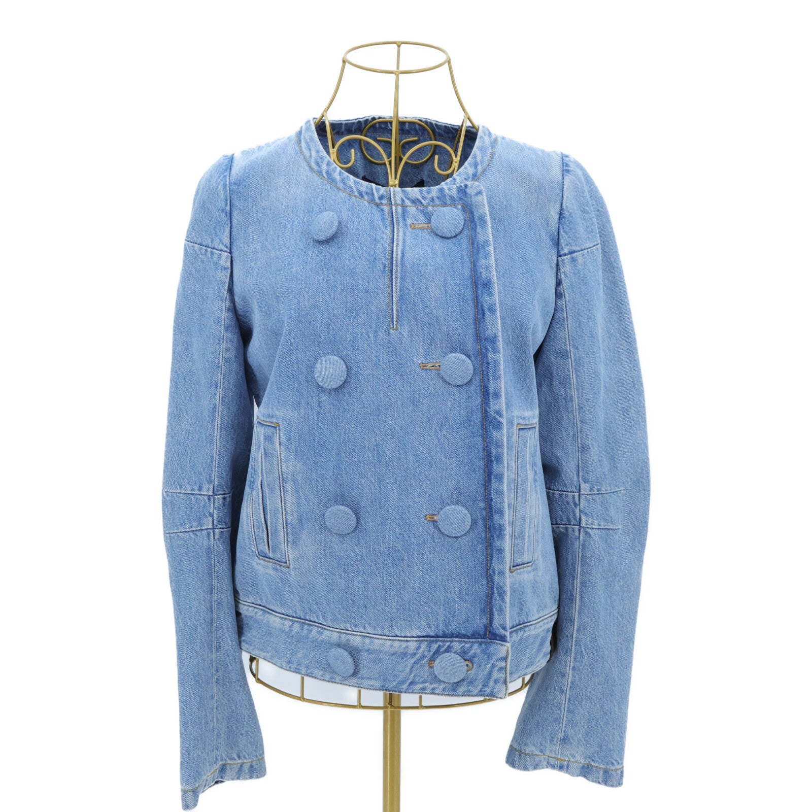 LOUIS VUITTON Collarless Double-Breasted Denim Jacket外套