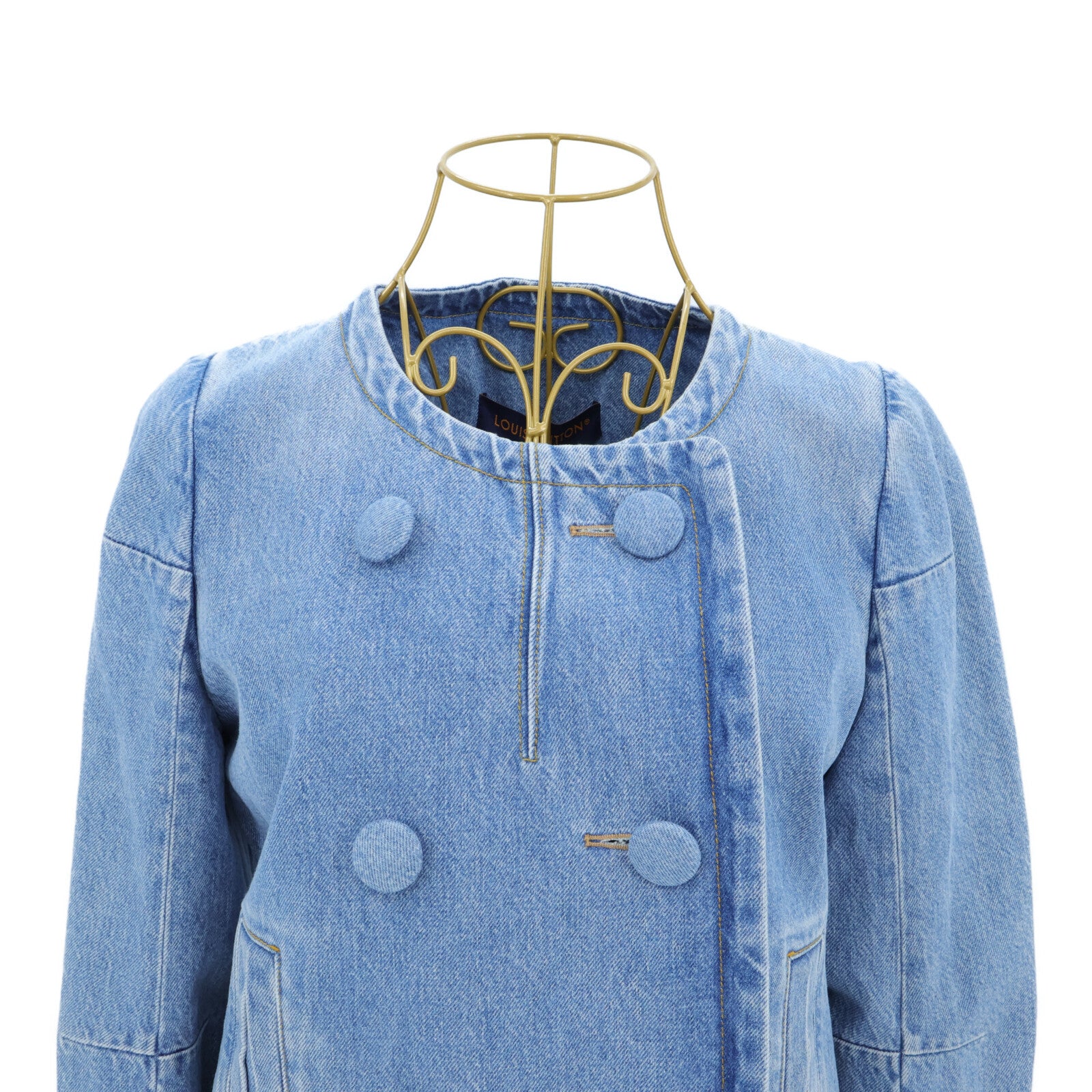 LOUIS VUITTON Collarless Double-Breasted Denim Jacket外套