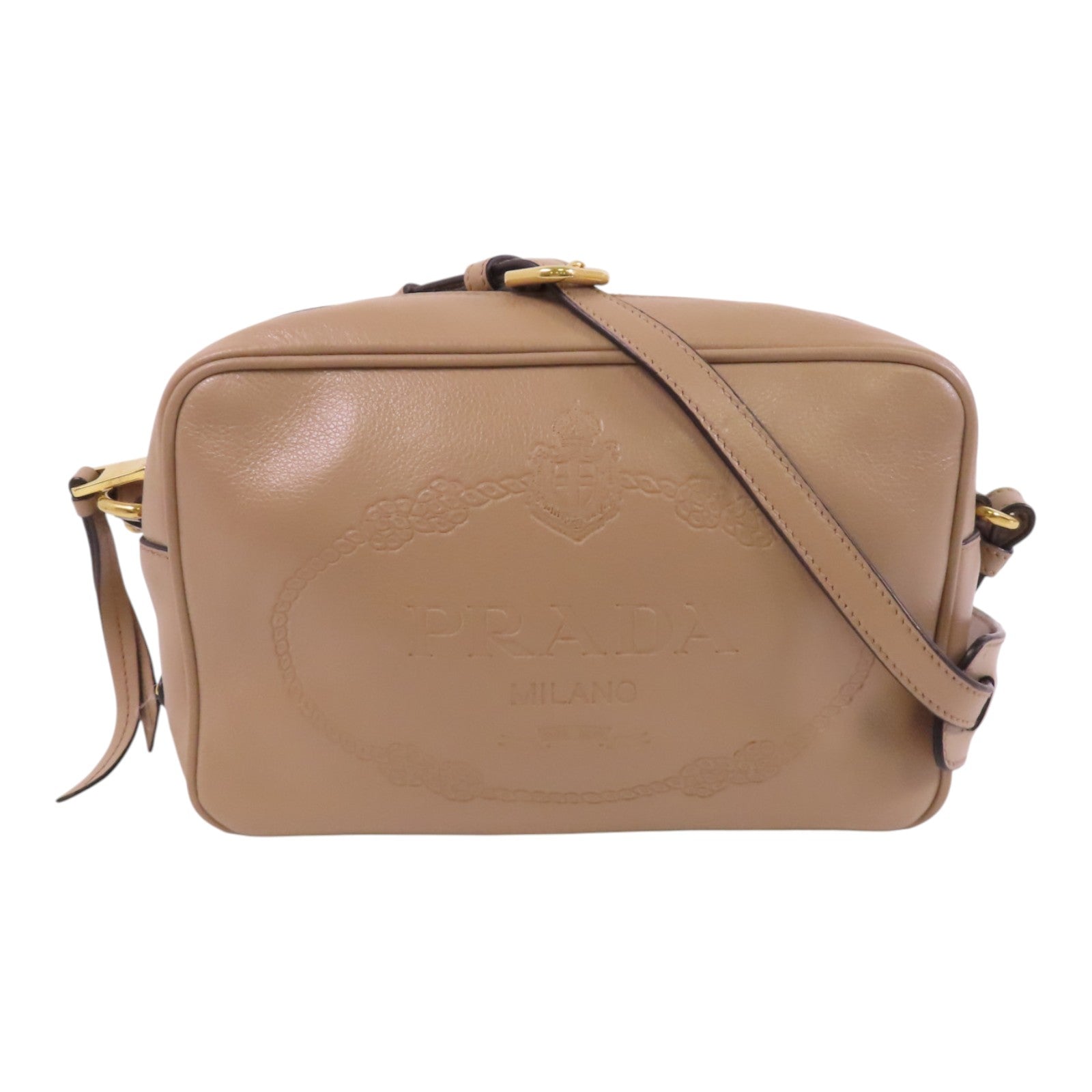 PRADA 牛皮皮革Camera Bag金扣件肩背袋