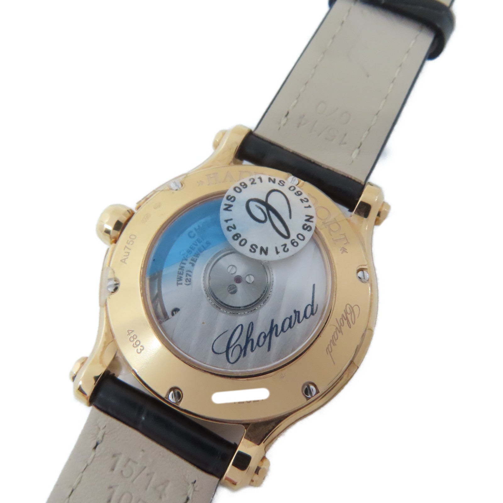 Chopard Happy Sport 18K玫瑰金/皮革帶手錶自動機芯白色