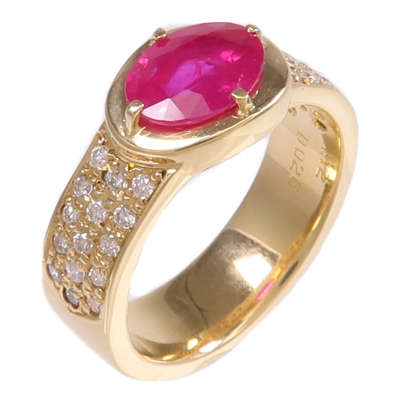 JEWELRY 18K黃金Ruby Diamond Ring紅寶石/鑽石戒指US#5.5