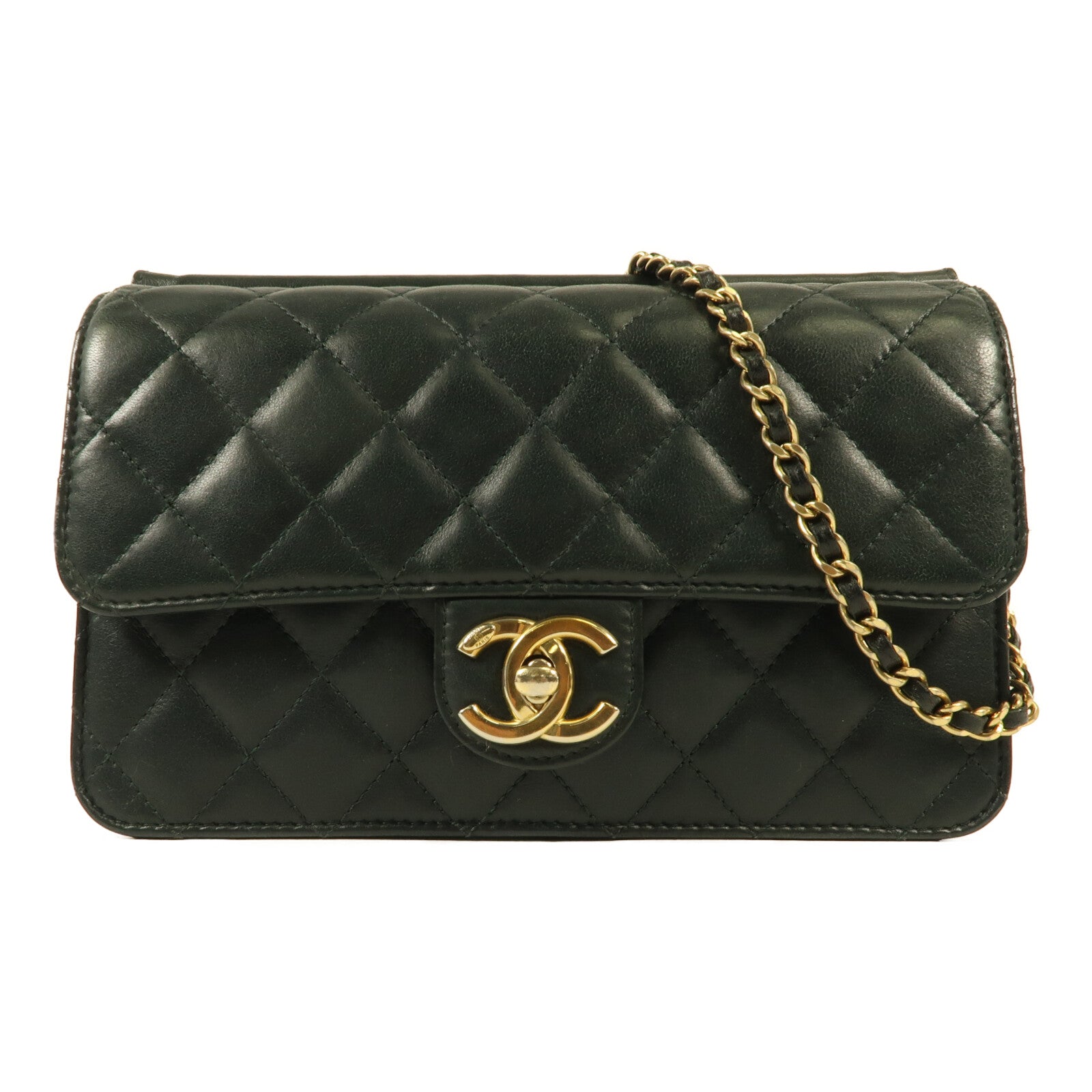 CHANEL 牛皮皮革Chain Shoulder Bag金扣鏈帶肩背袋