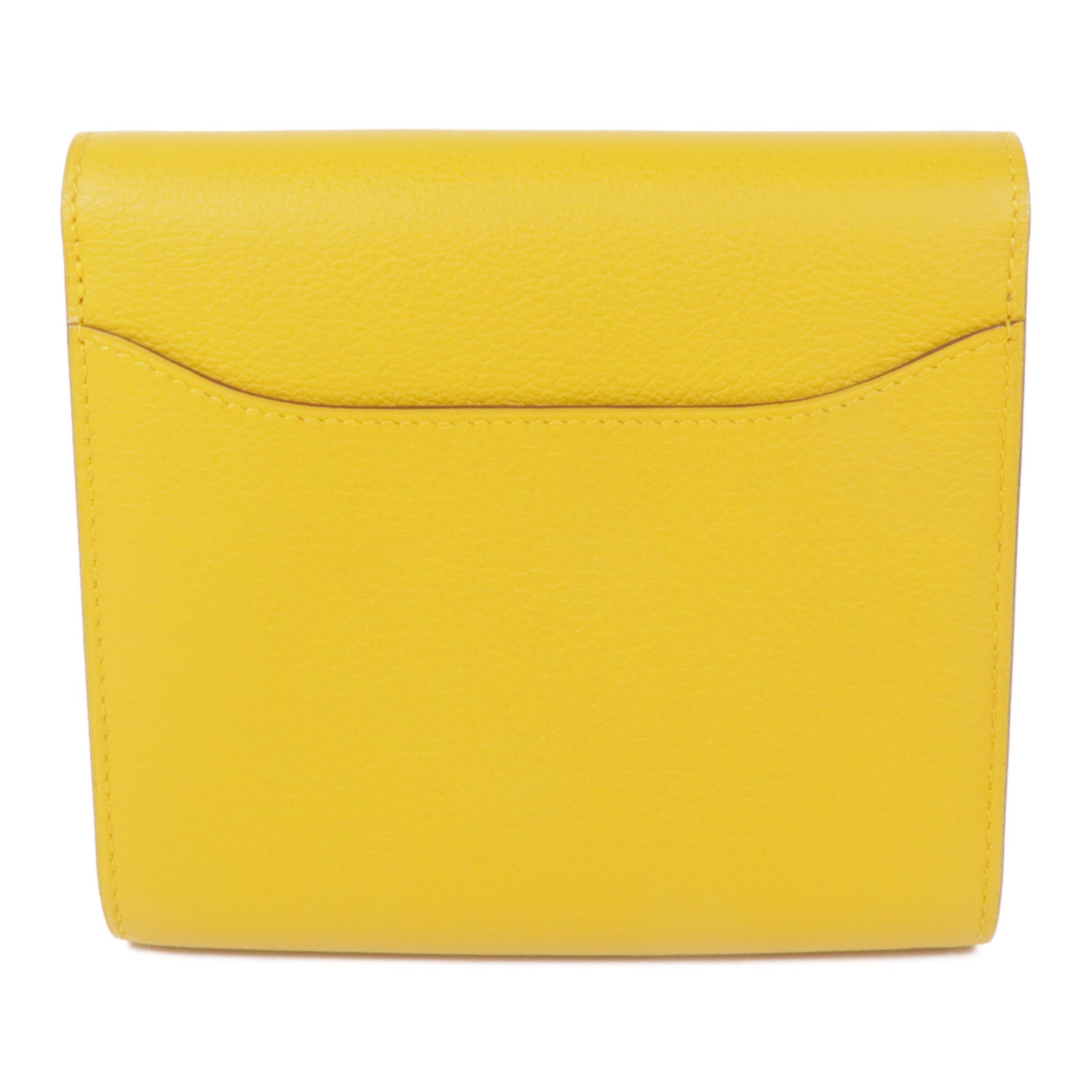 HERMES Evercolor皮革Constance Wallet金扣錢包9D/Jaune Amber