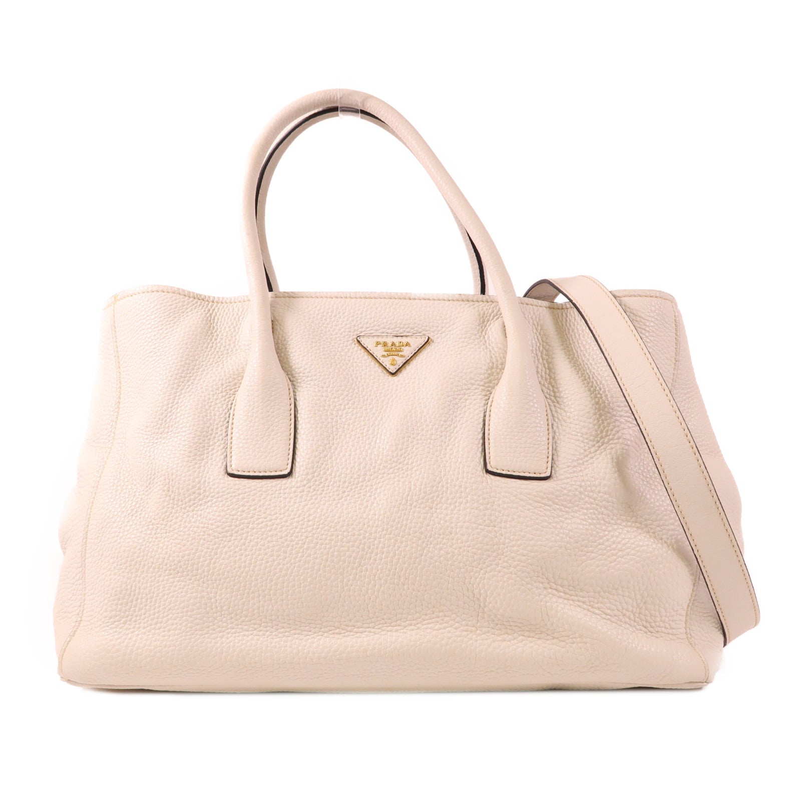 PRADA 牛皮皮革Tote Bag金扣手挽肩背兩用袋