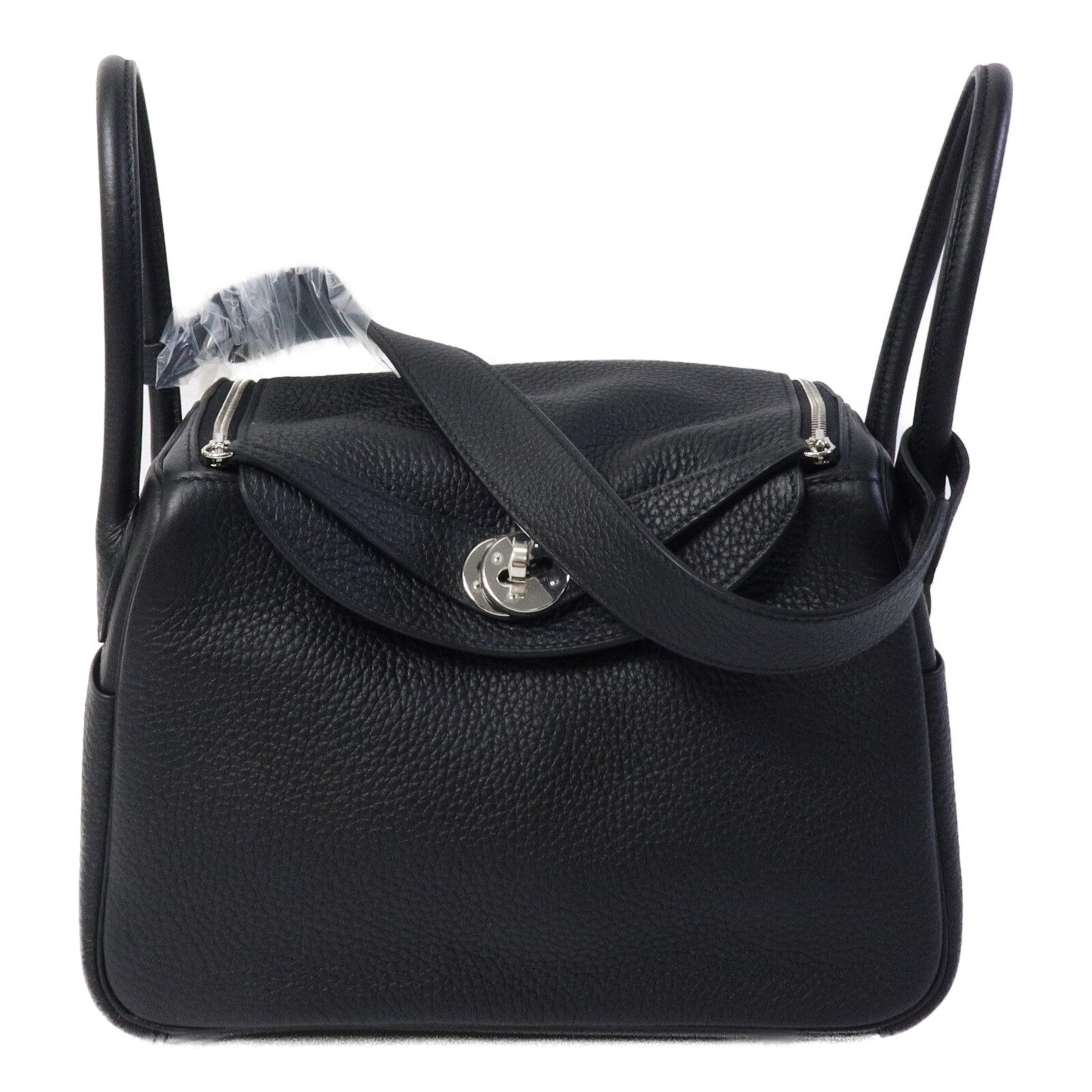 HERMES Clemence皮革Lindy 26手挽肩背兩用袋Noir