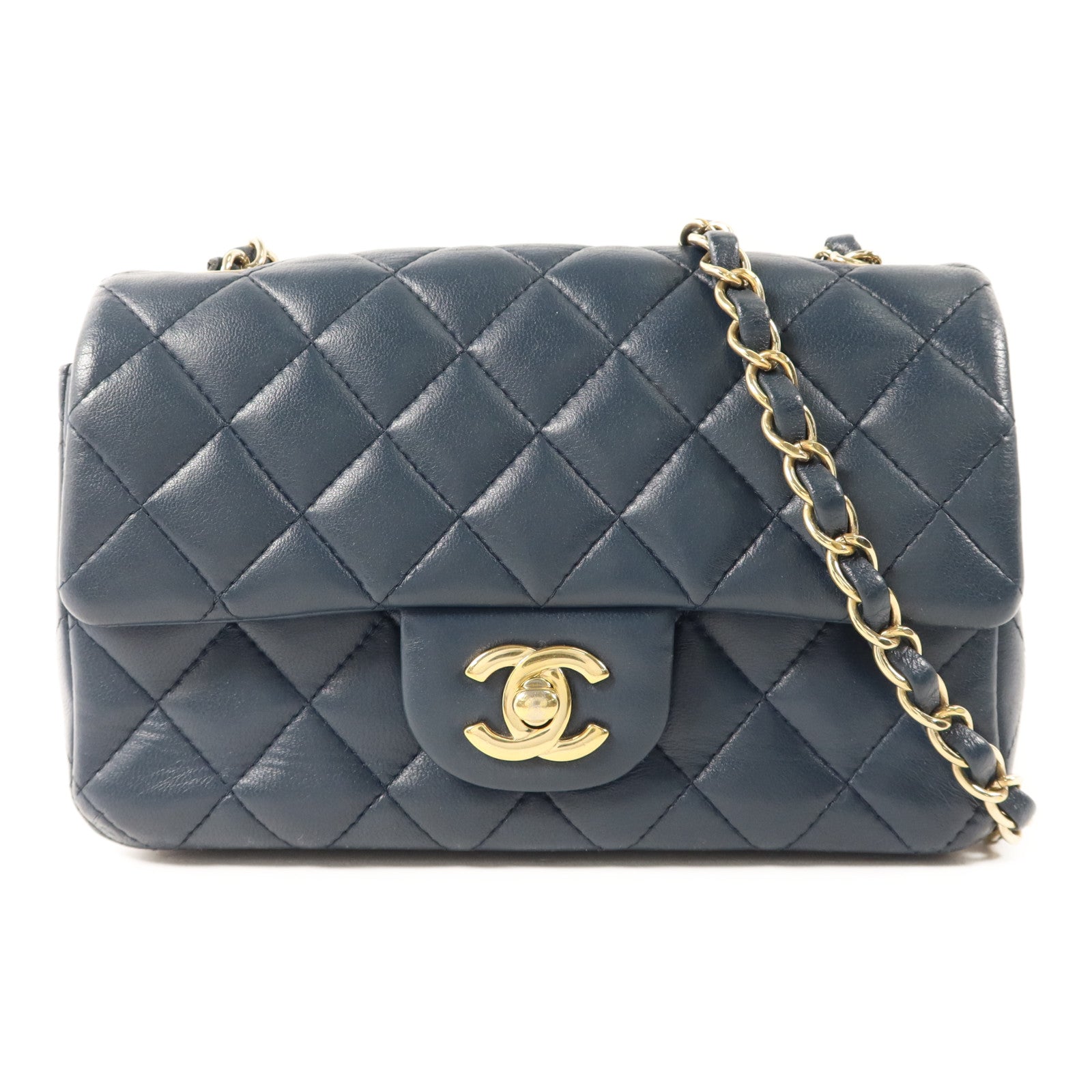 CHANEL 羊皮皮革Mini Classic 20金扣鏈帶肩背袋