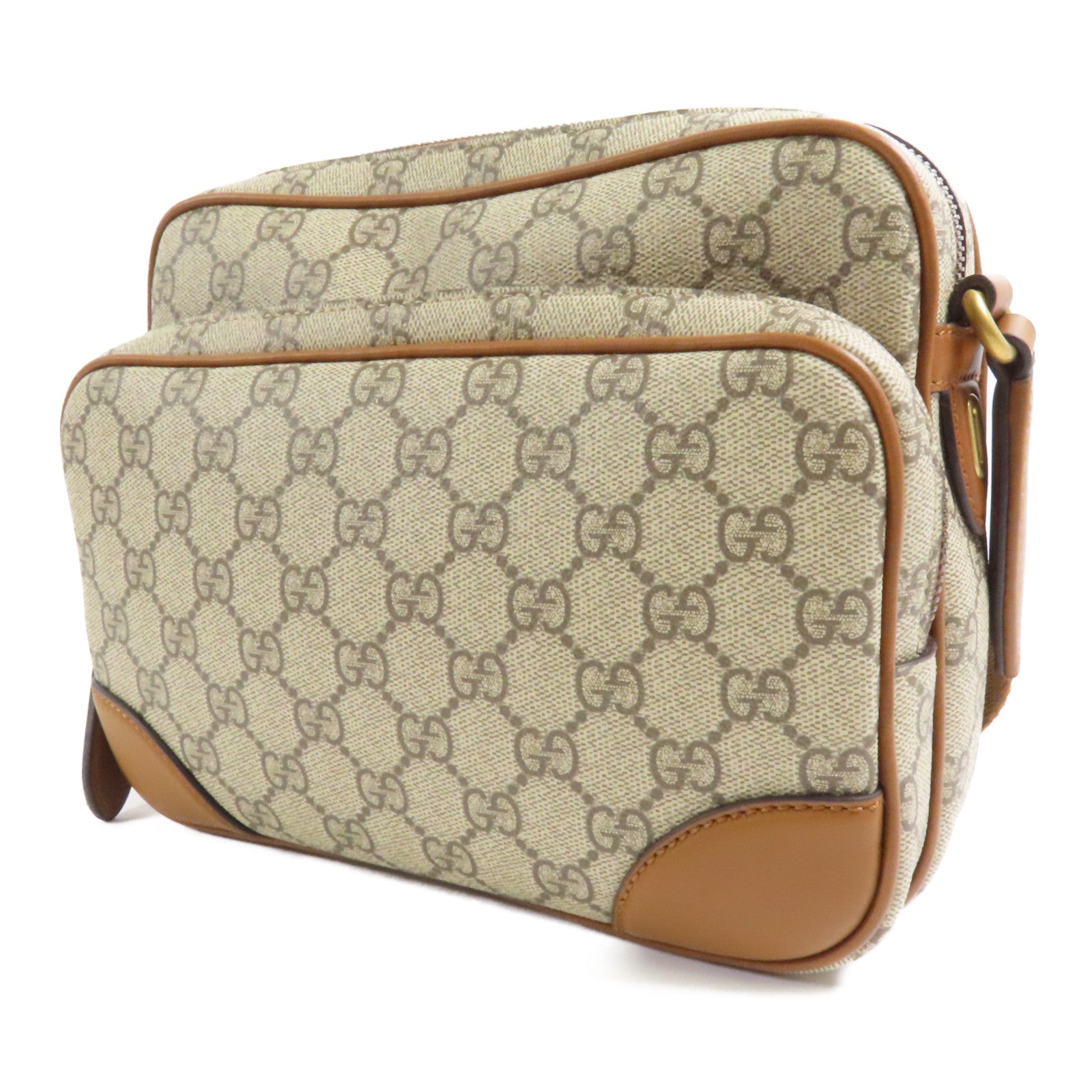 GUCCI 塗層帆布GG Emblem Medium金扣肩背袋