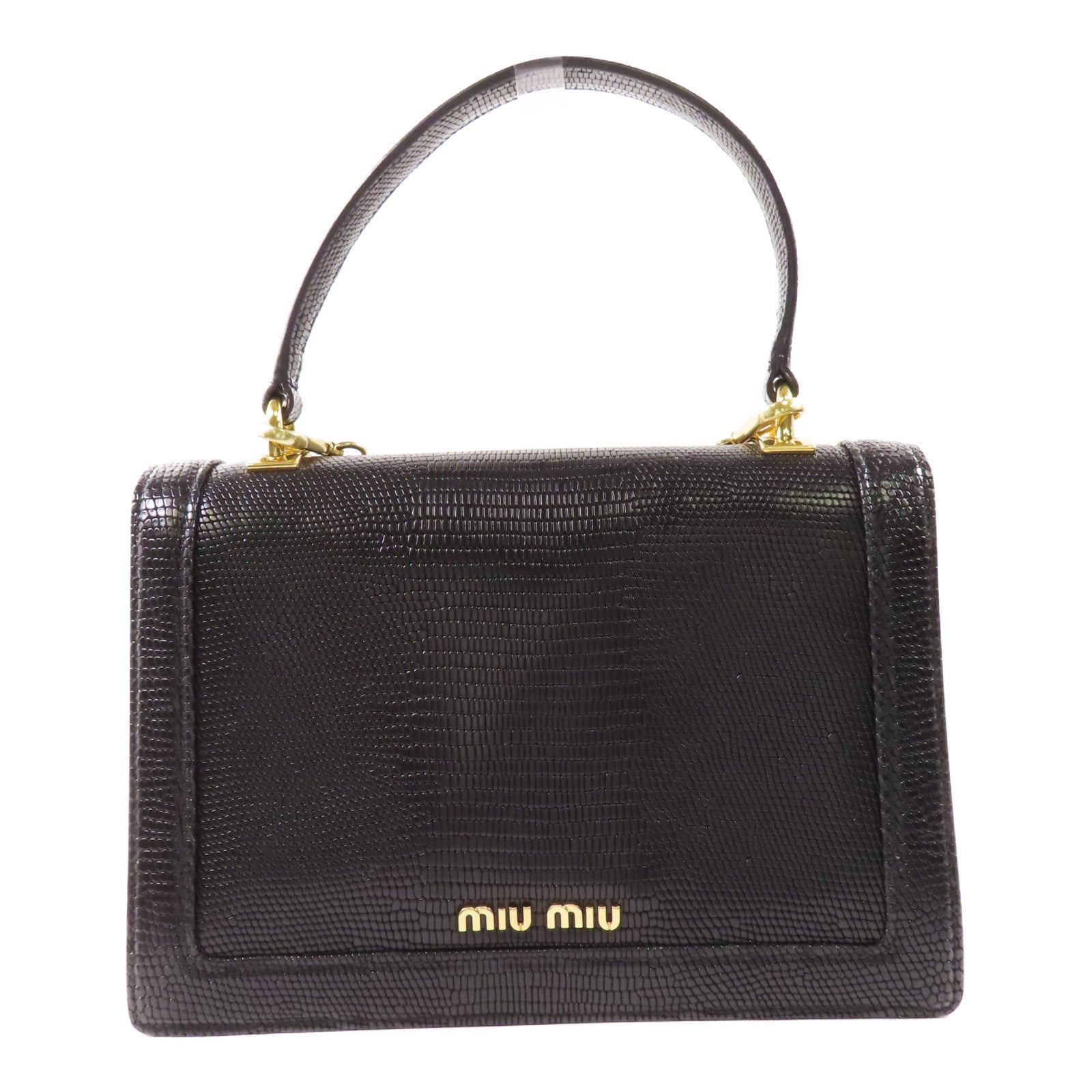 Miu Miu 皮革Embossed金扣鏈帶手挽肩背兩用袋