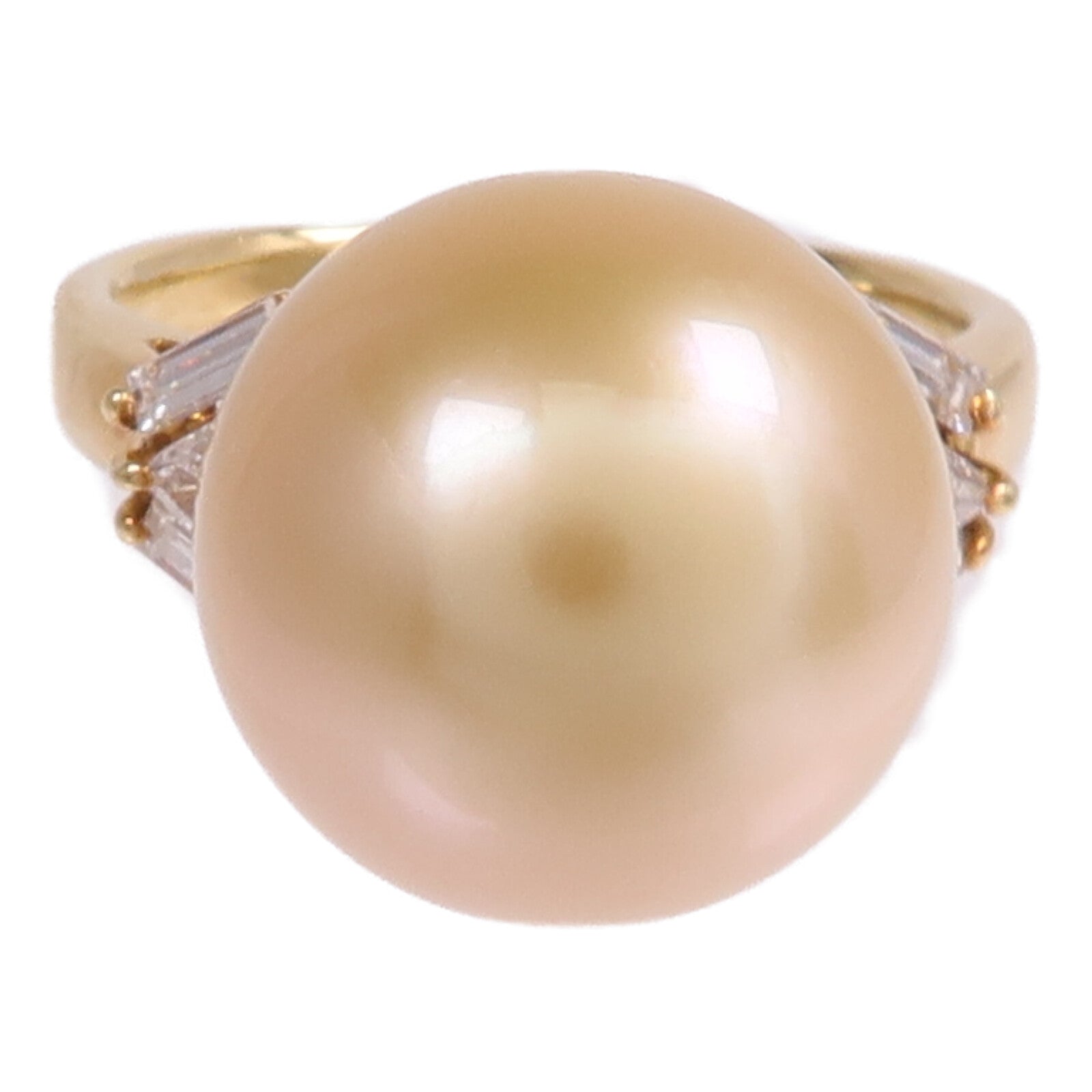 JEWELRY 18K黃金Pearl Diamond Ring珍珠/鑽石戒指US#7