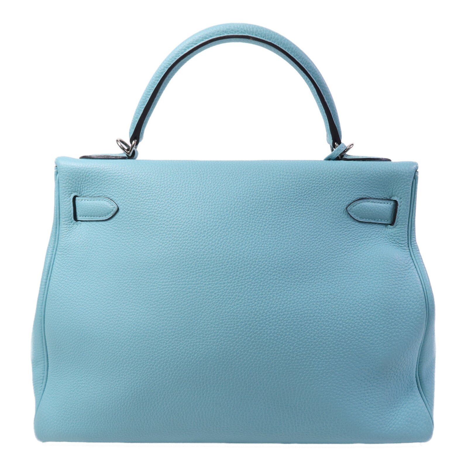 HERMES Clemence皮革Kelly 32手挽肩背兩用袋Bleu Atoll
