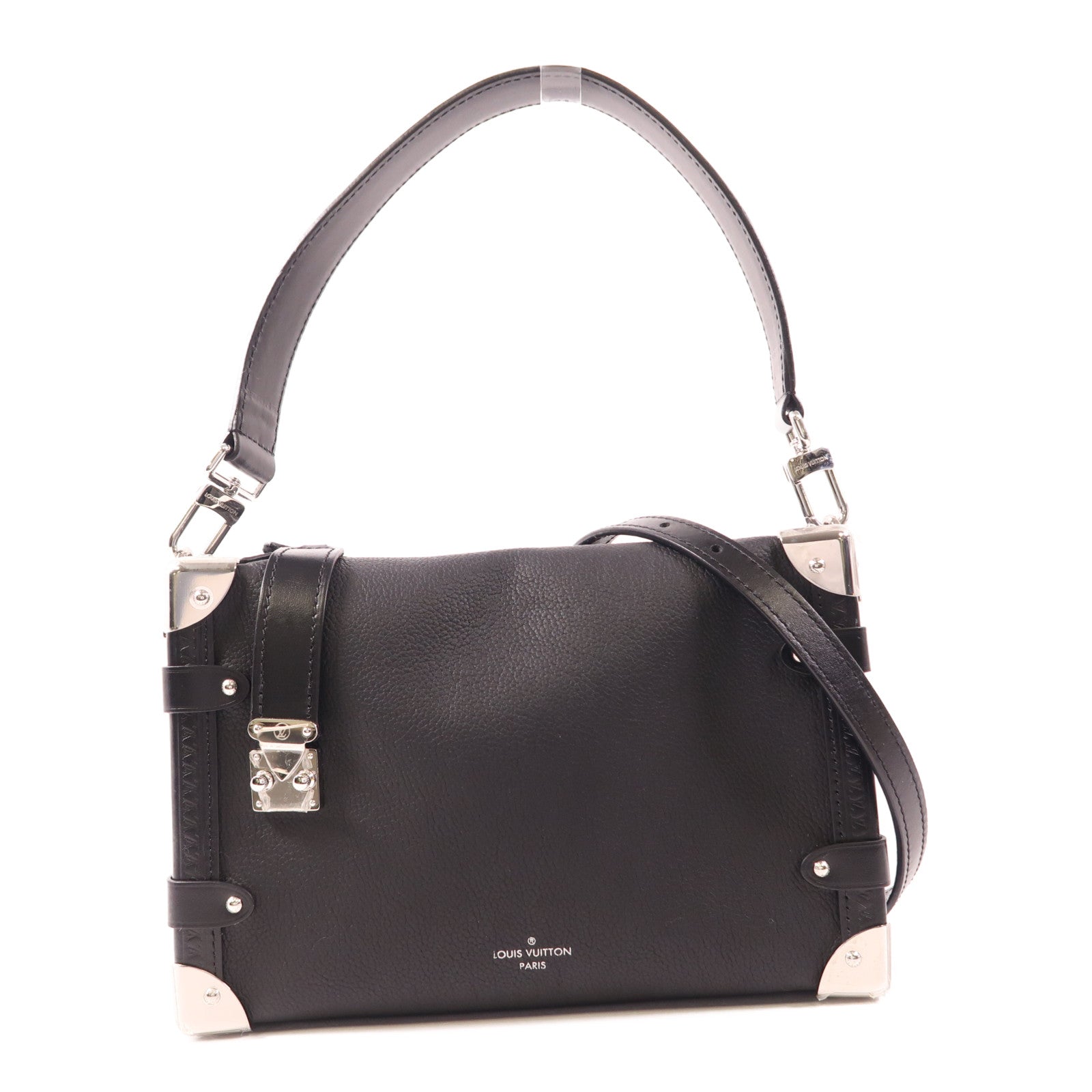 LOUIS VUITTON 牛皮皮革Side Trunk MM銀扣手挽肩背兩用袋
