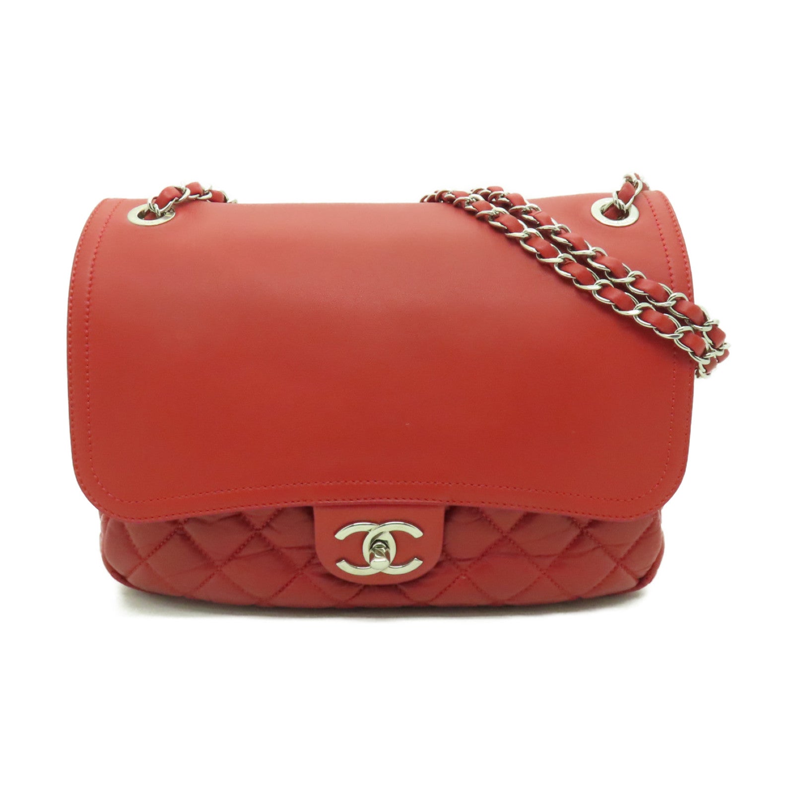 CHANEL 【清倉大減價】菱格Aged Calf皮革Chain Shoulder Bag銀扣
