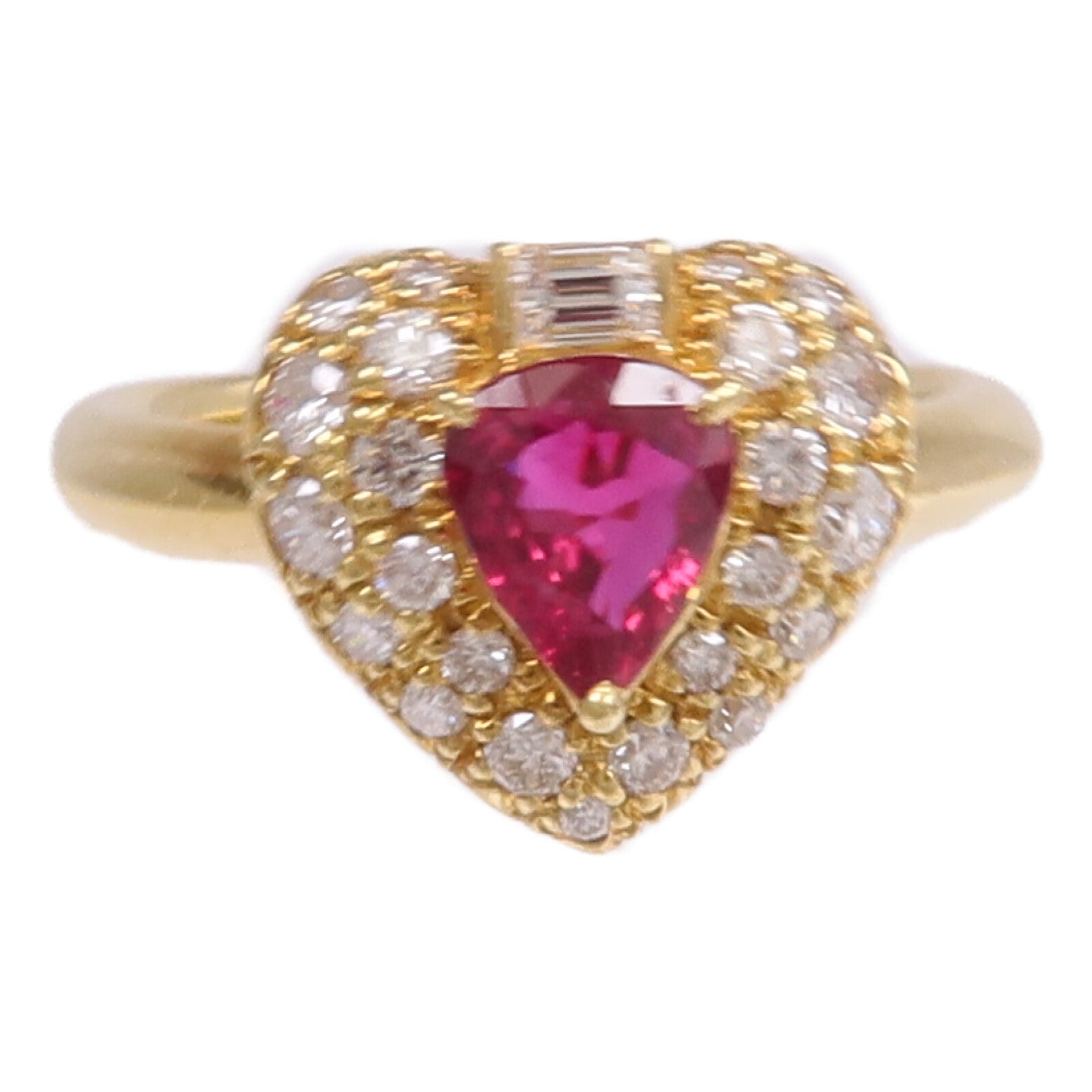 JEWELRY 18K黃金Ruby Diamond Ring紅寶石/鑽石戒指US#7.25