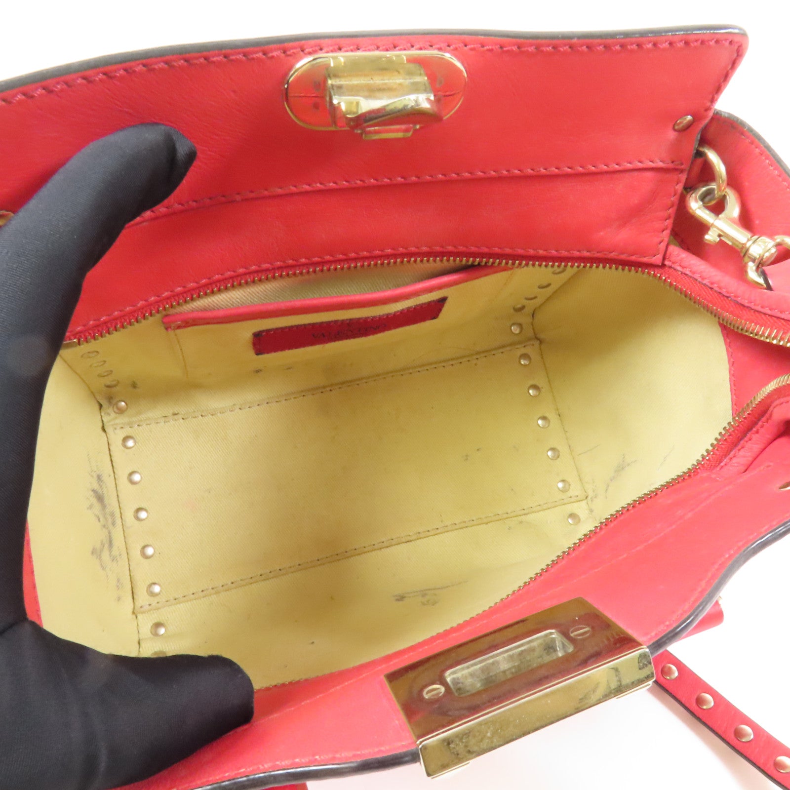 Valentino 牛皮皮革2way Shoulder Bag金扣手挽肩背兩用袋