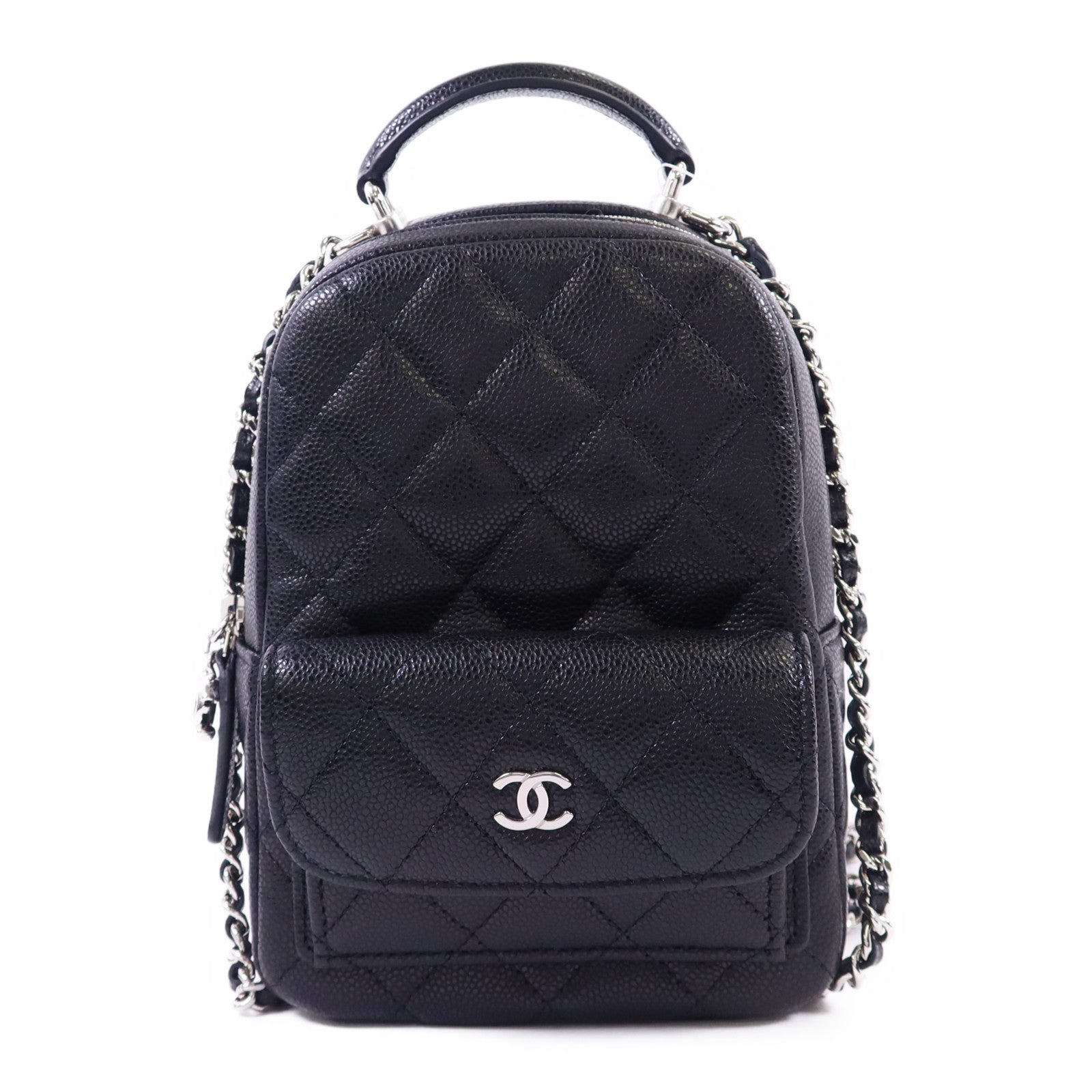 CHANEL 【激減優惠】牛皮皮革Mini Backpack銀扣背包