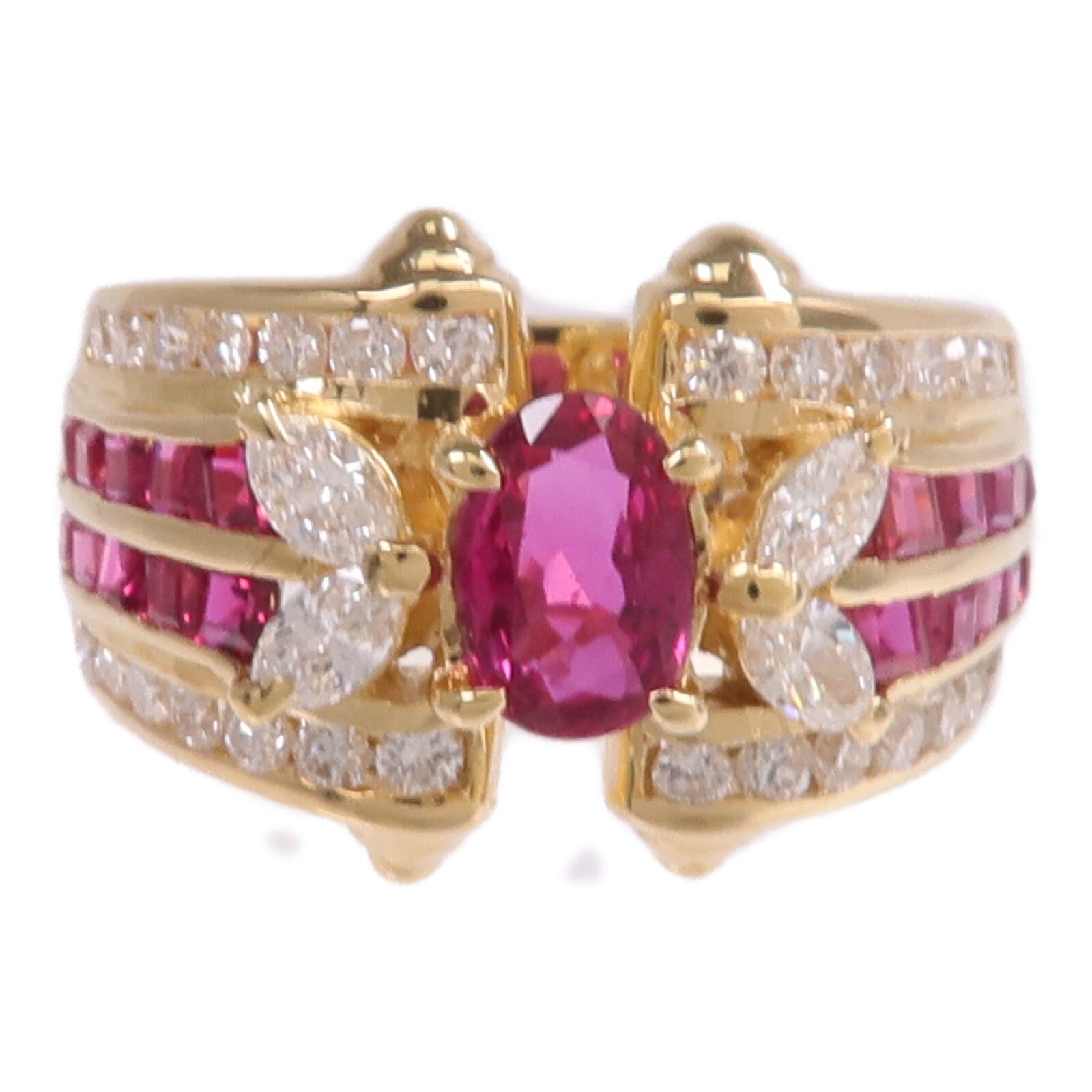 JEWELRY 18K黃金Ruby Diamond Ring紅寶石/鑽石戒指US#6.75