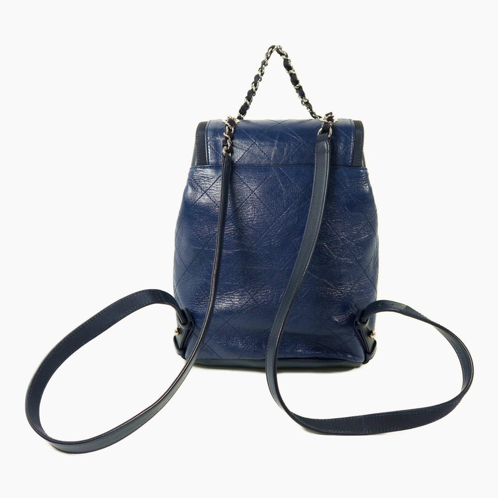 CHANEL 【激減優惠】牛皮皮革Backpack銀扣鏈帶背包