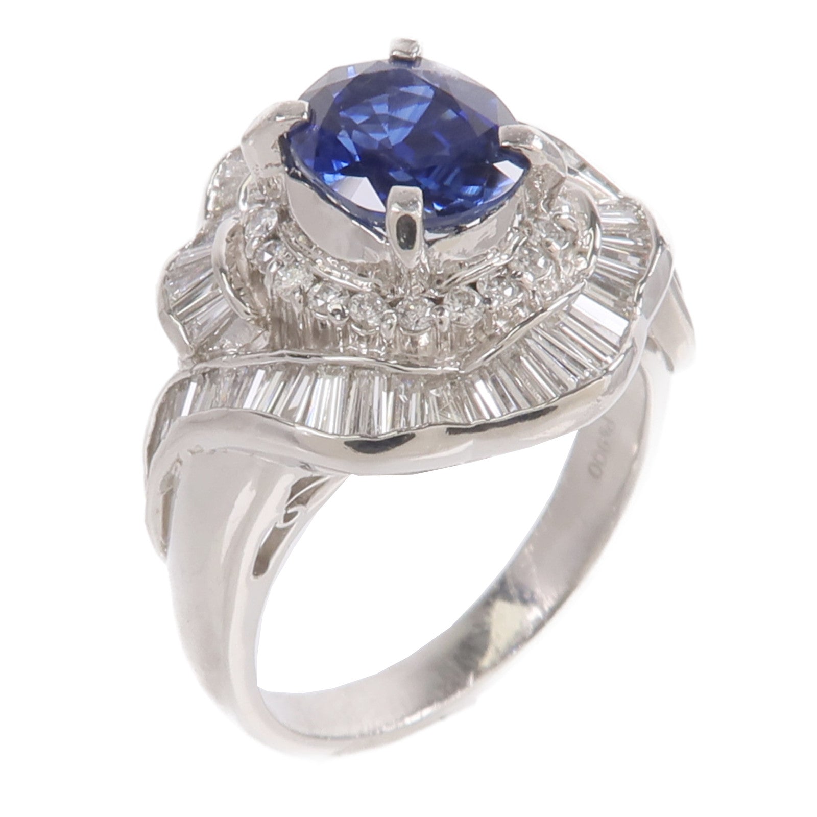 JEWELRY PT900鉑金Sapphire Diamond Ring藍寶石/鑽石戒指