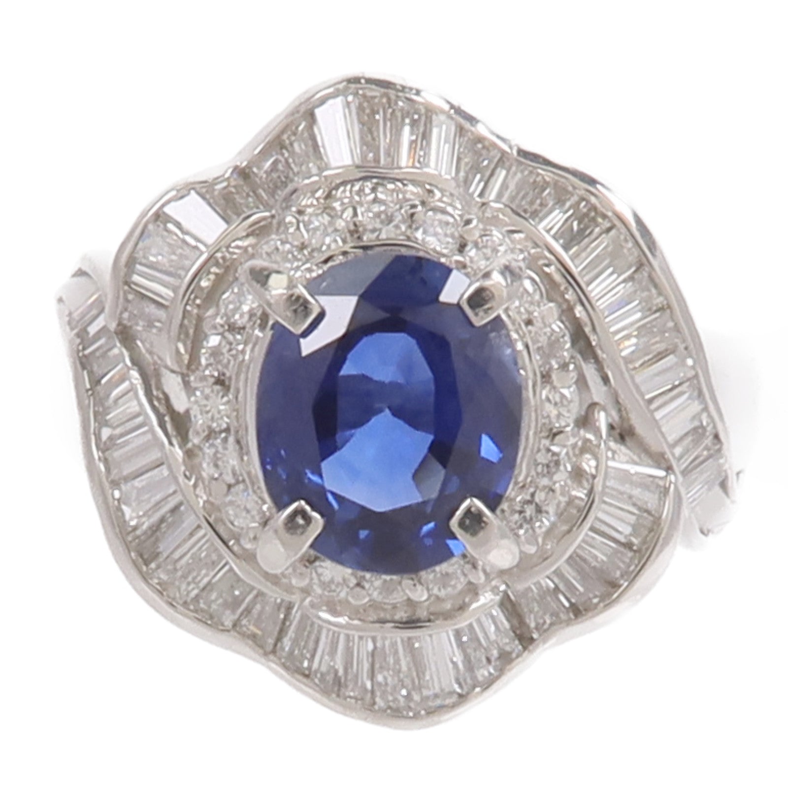 JEWELRY PT900鉑金Sapphire Diamond Ring藍寶石/鑽石戒指