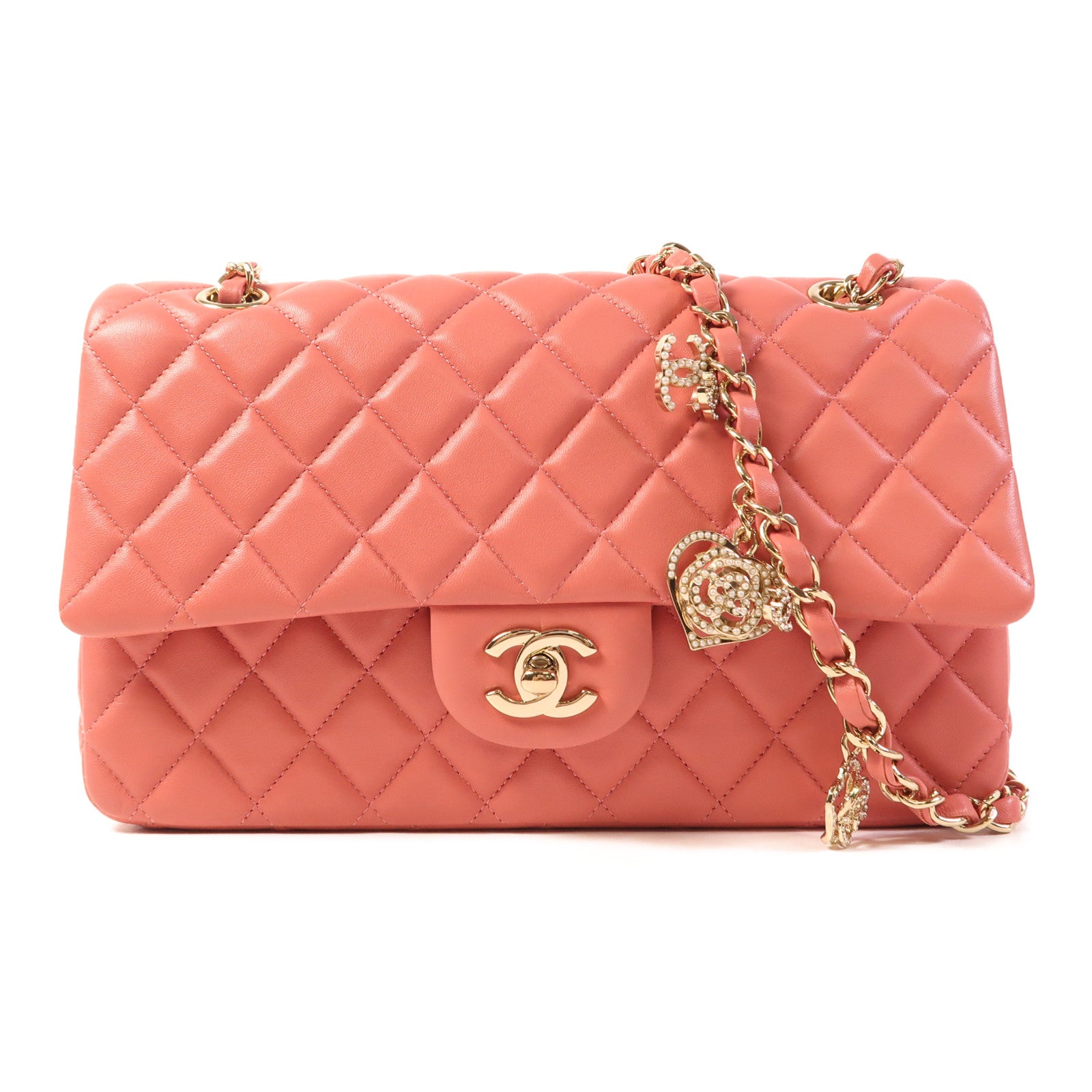 CHANEL 羊皮皮革Chain Shoulder金扣肩背袋