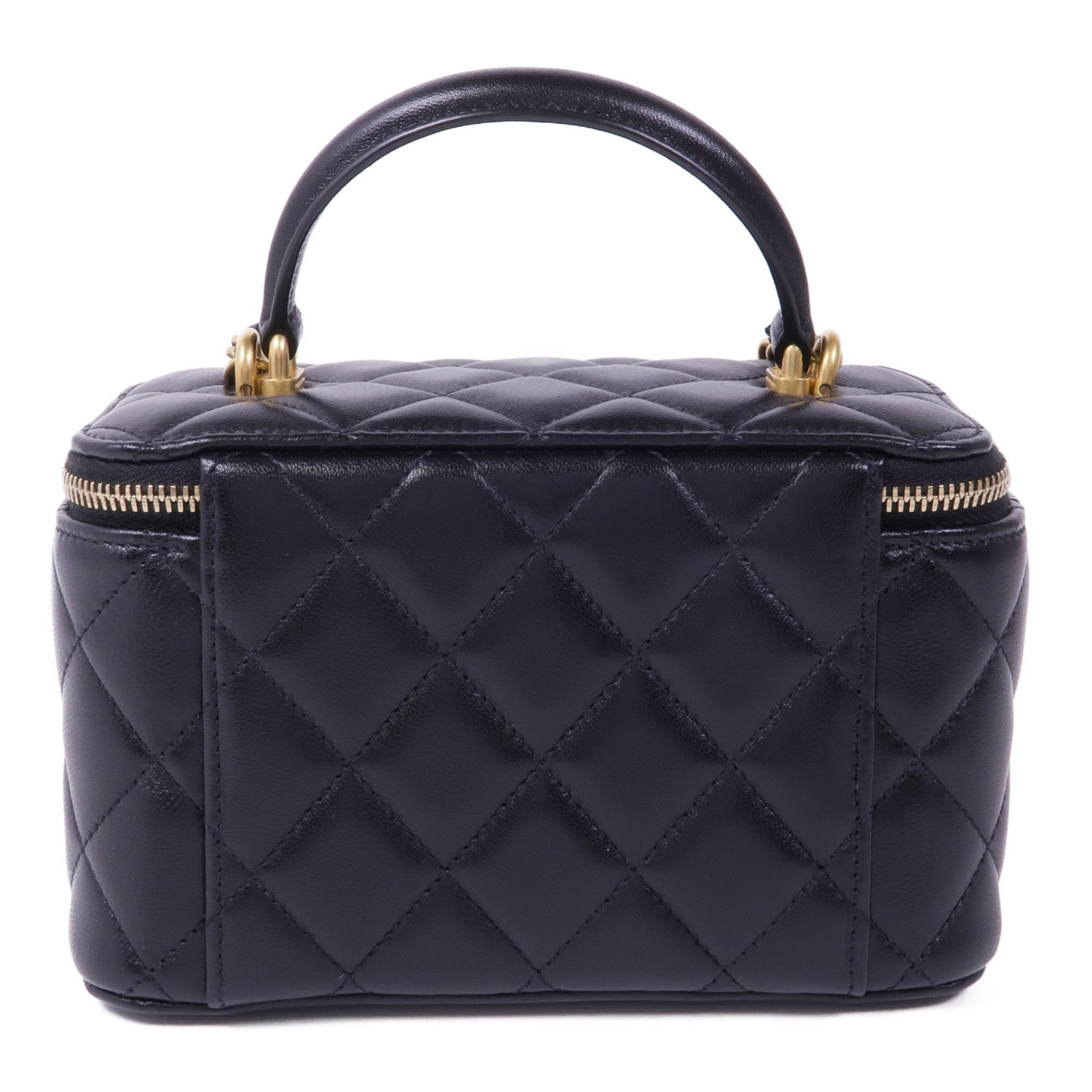 CHANEL 羊皮皮革Vanity Case金扣鏈帶手挽肩背兩用袋