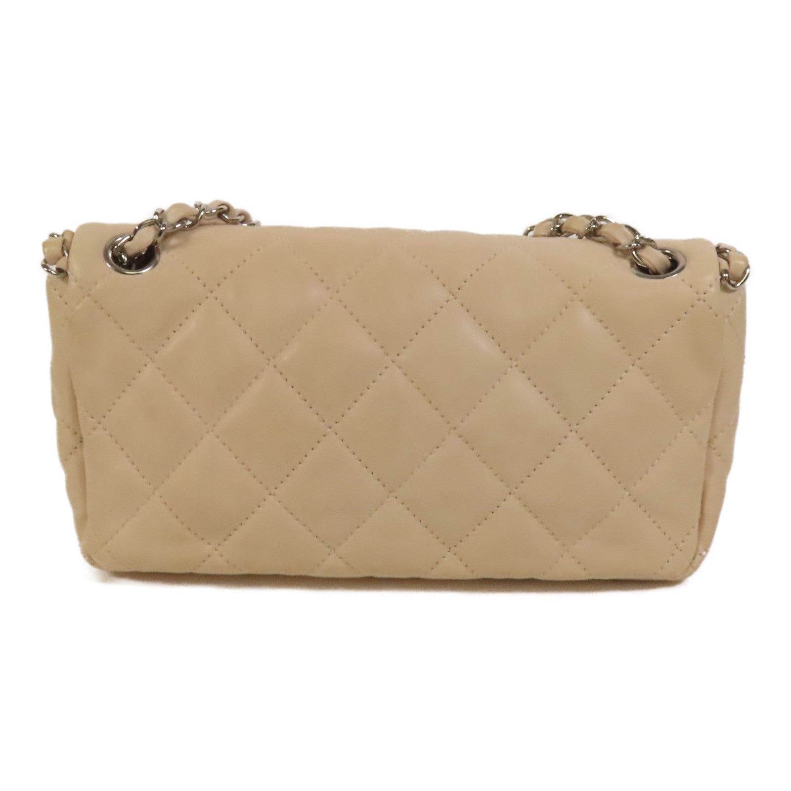 CHANEL 牛皮皮革Chain Shoulder銀扣肩背袋