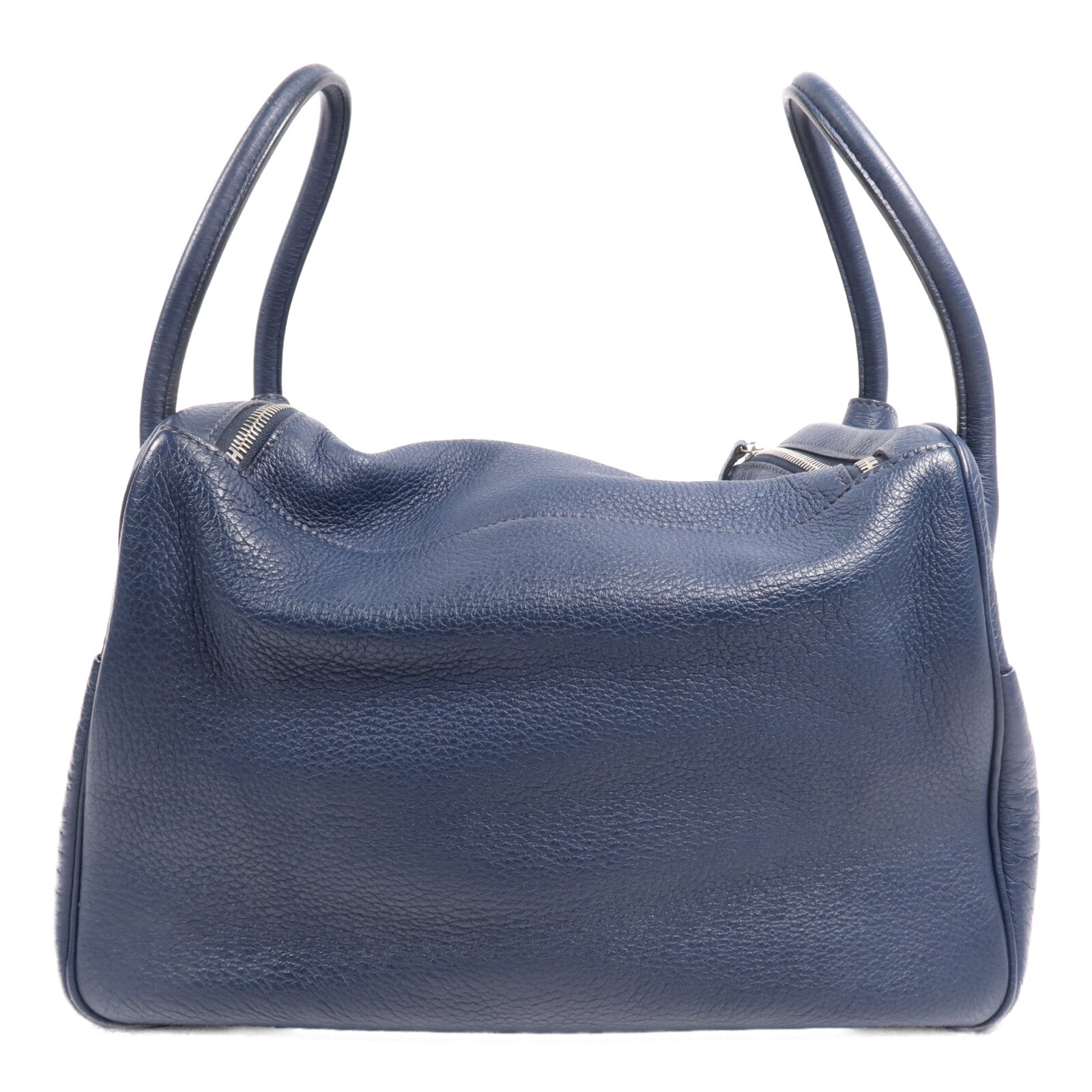 HERMES Clemence皮革Lindy 34銀扣手挽肩背兩用袋Navy